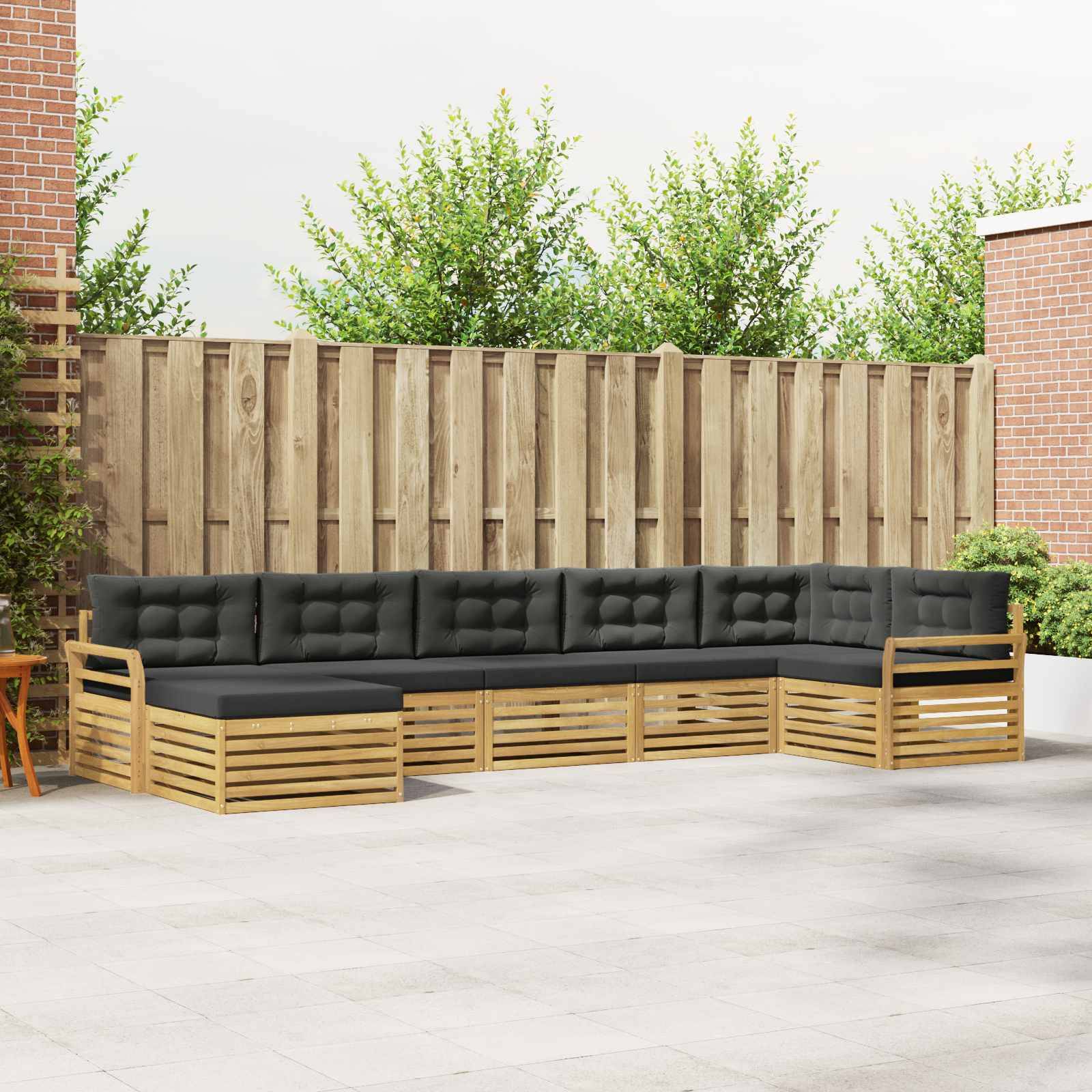 vidaXL Outdoor-Sofagarnitur mit Kissen 7 pcs Weiß und Anthrazit