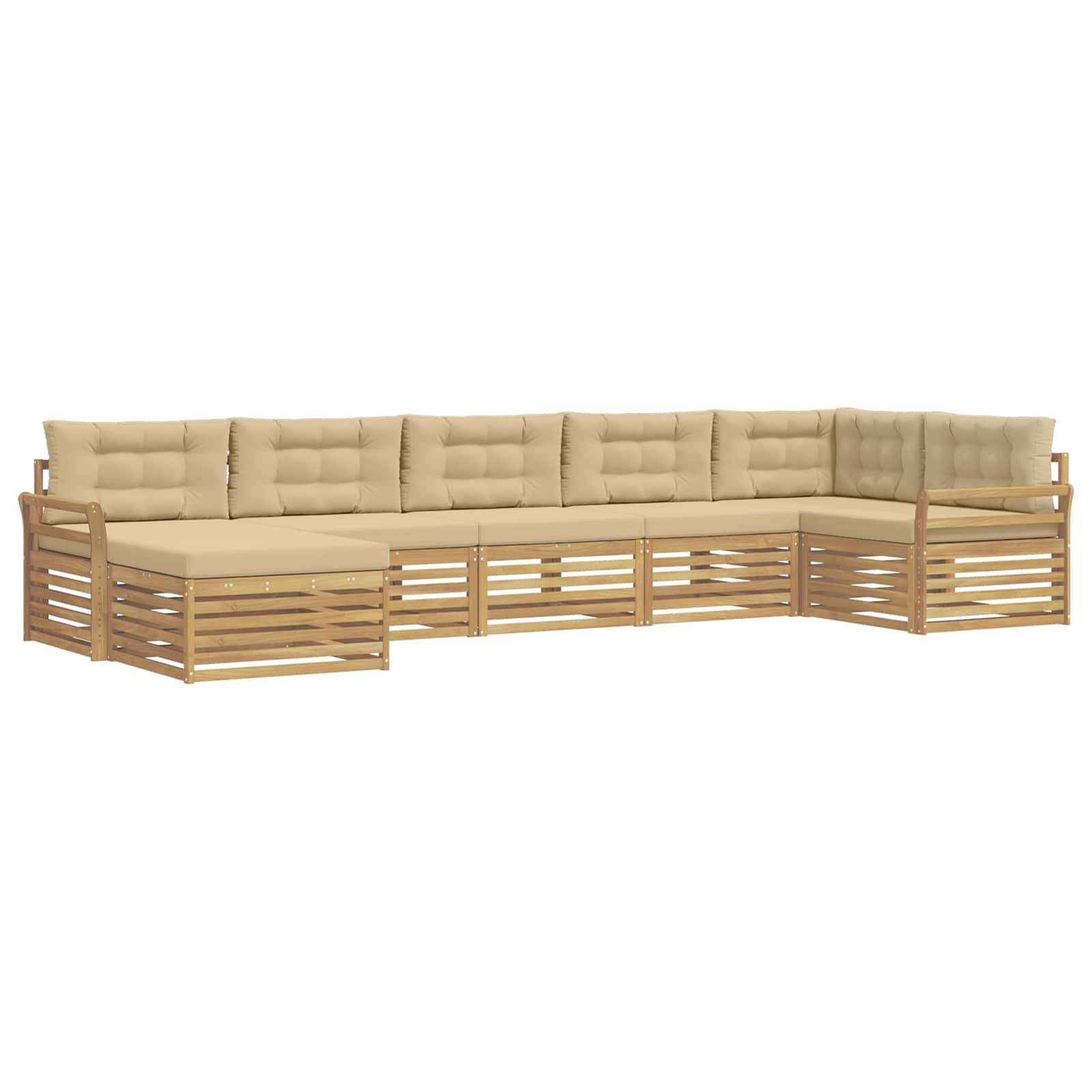 vidaXL Outdoor-Sofagarnitur mit Kissen 7 pcs Weiß und Beige