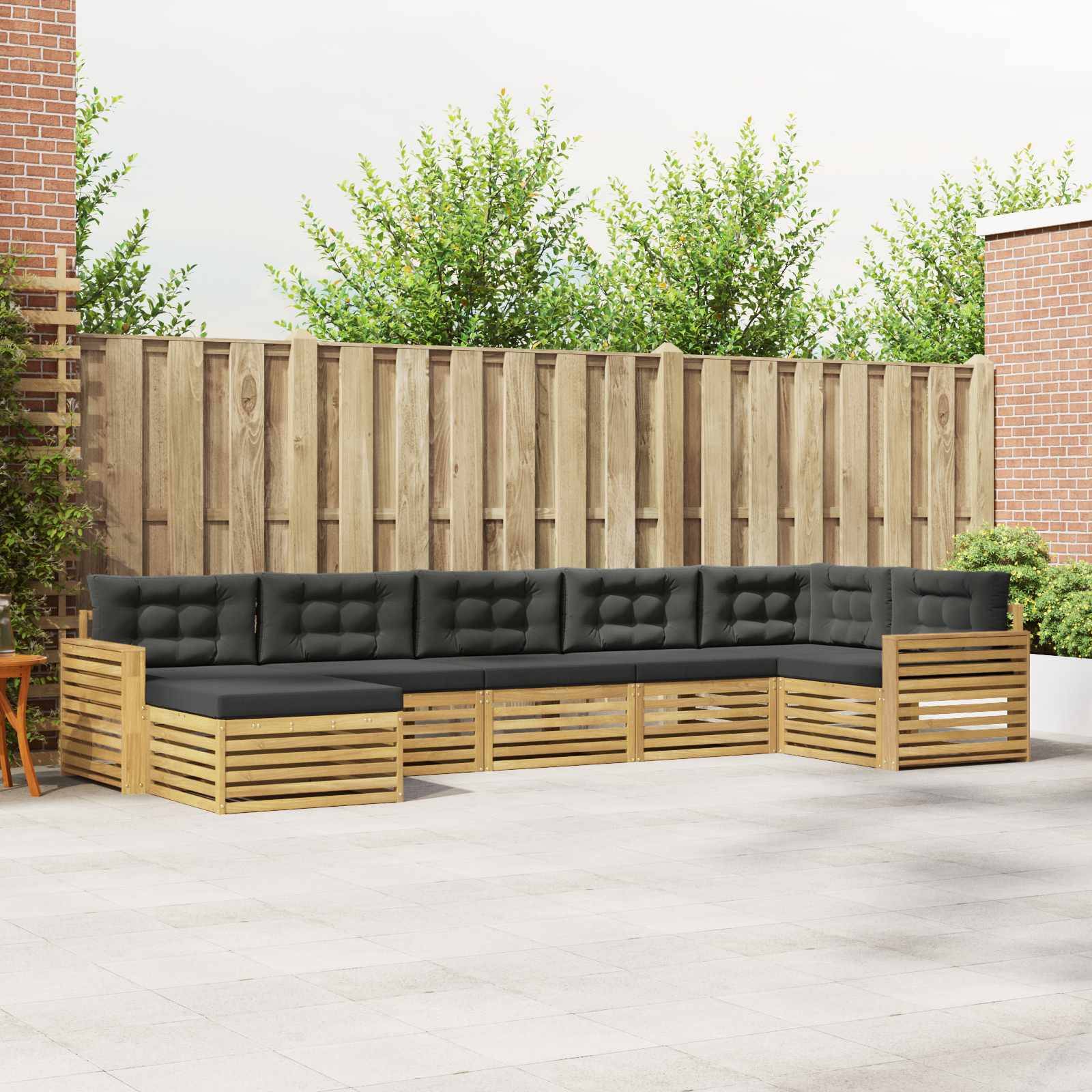 vidaXL Outdoor-Sofagarnitur mit Kissen 7 pcs Weiß und Anthrazit