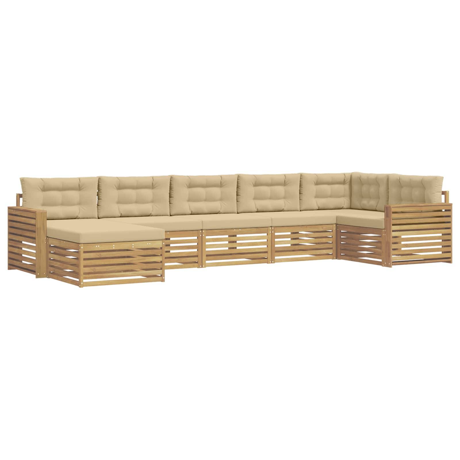vidaXL Outdoor-Sofagarnitur mit Kissen 7 pcs Weiß und Beige