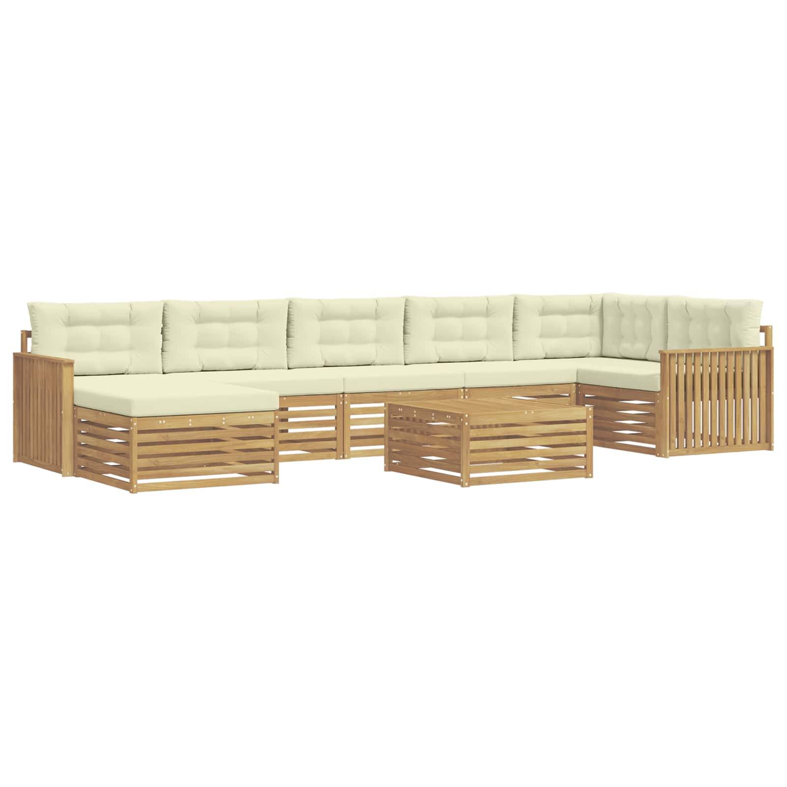 vidaXL Outdoor-Sofagarnitur mit Kissen 8 pcs Weiß und Creme