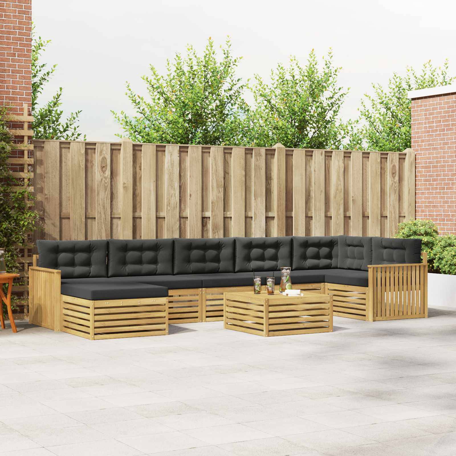 vidaXL Outdoor-Sofagarnitur mit Kissen 8 pcs Weiß und Anthrazit