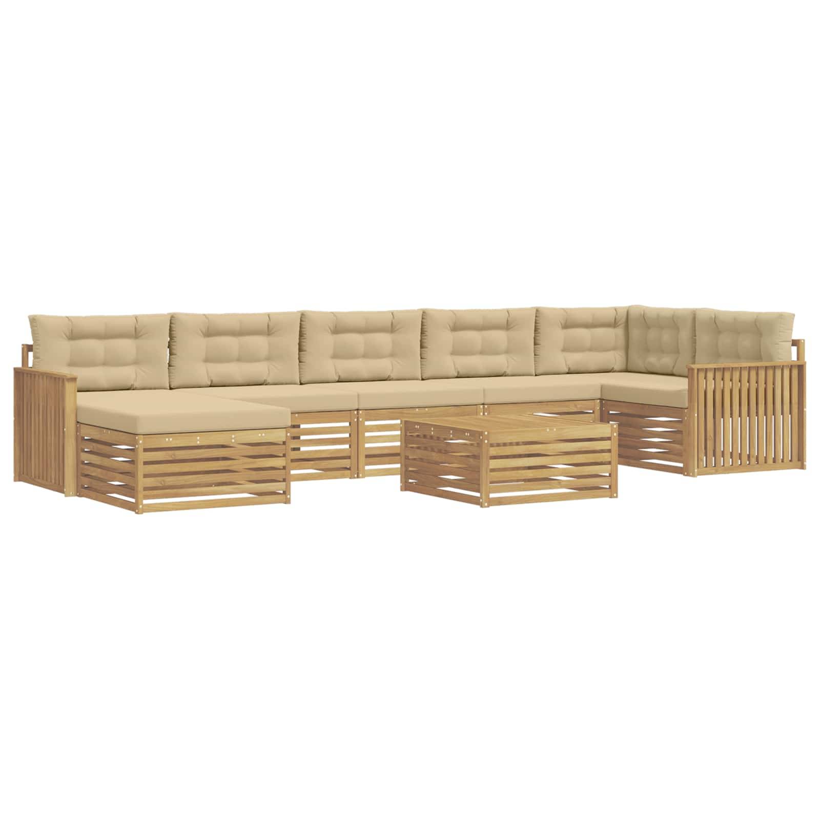 vidaXL Outdoor-Sofagarnitur mit Kissen 8 pcs Weiß und Beige