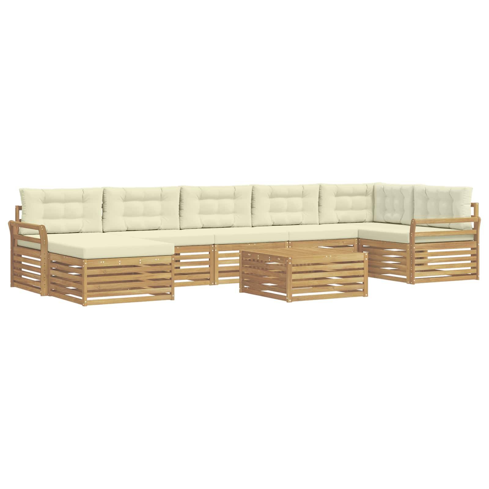 vidaXL Outdoor-Sofagarnitur mit Kissen 8 pcs Weiß und Creme