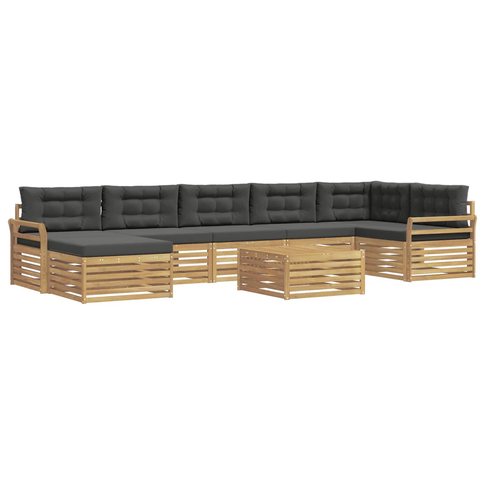 vidaXL Outdoor-Sofagarnitur mit Kissen 8 pcs Weiß und Anthrazit