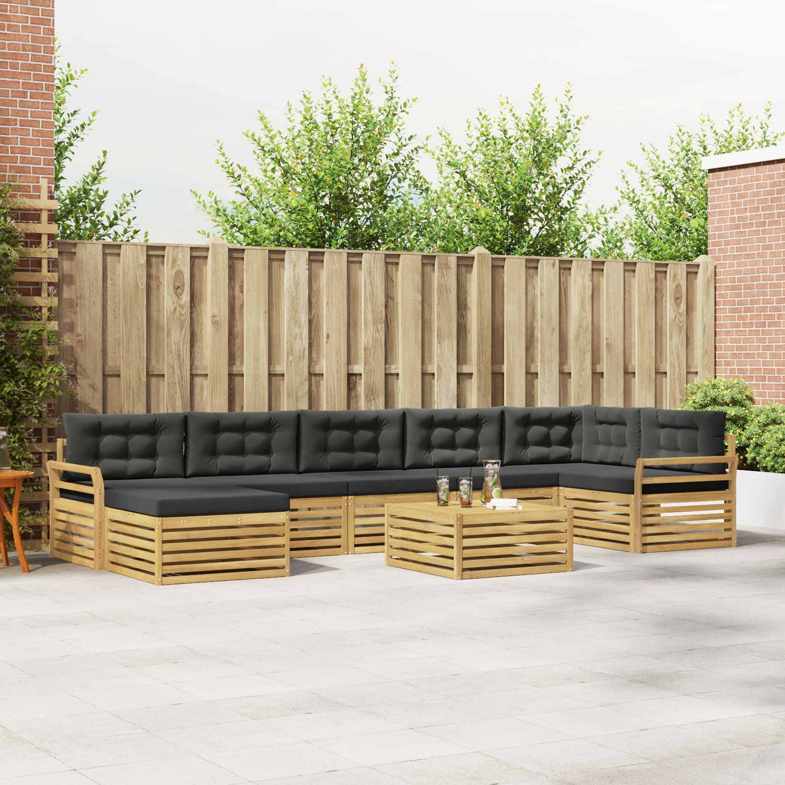 vidaXL Outdoor-Sofagarnitur mit Kissen 8 pcs Weiß und Anthrazit