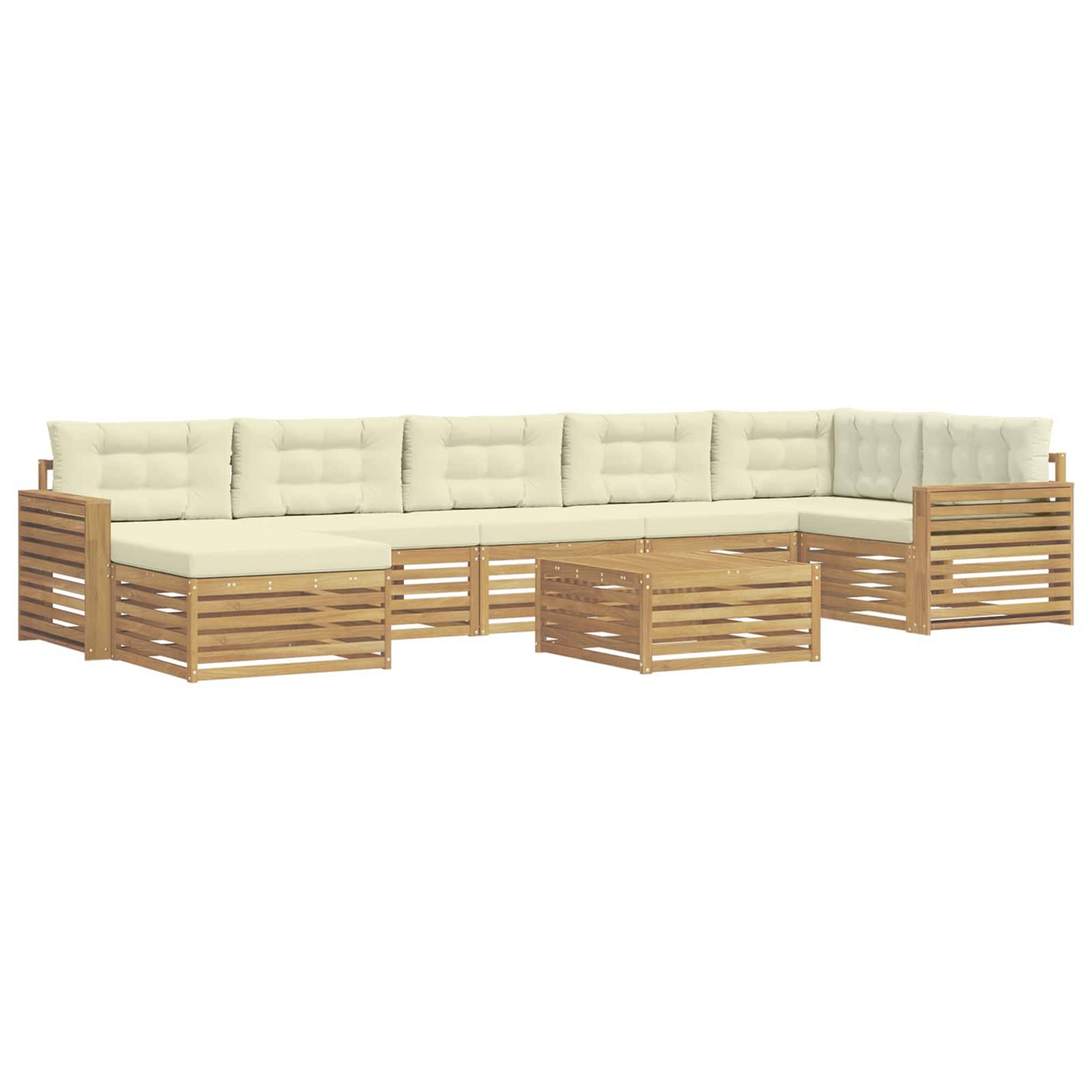 vidaXL Outdoor-Sofagarnitur mit Kissen 8 pcs Weiß und Creme