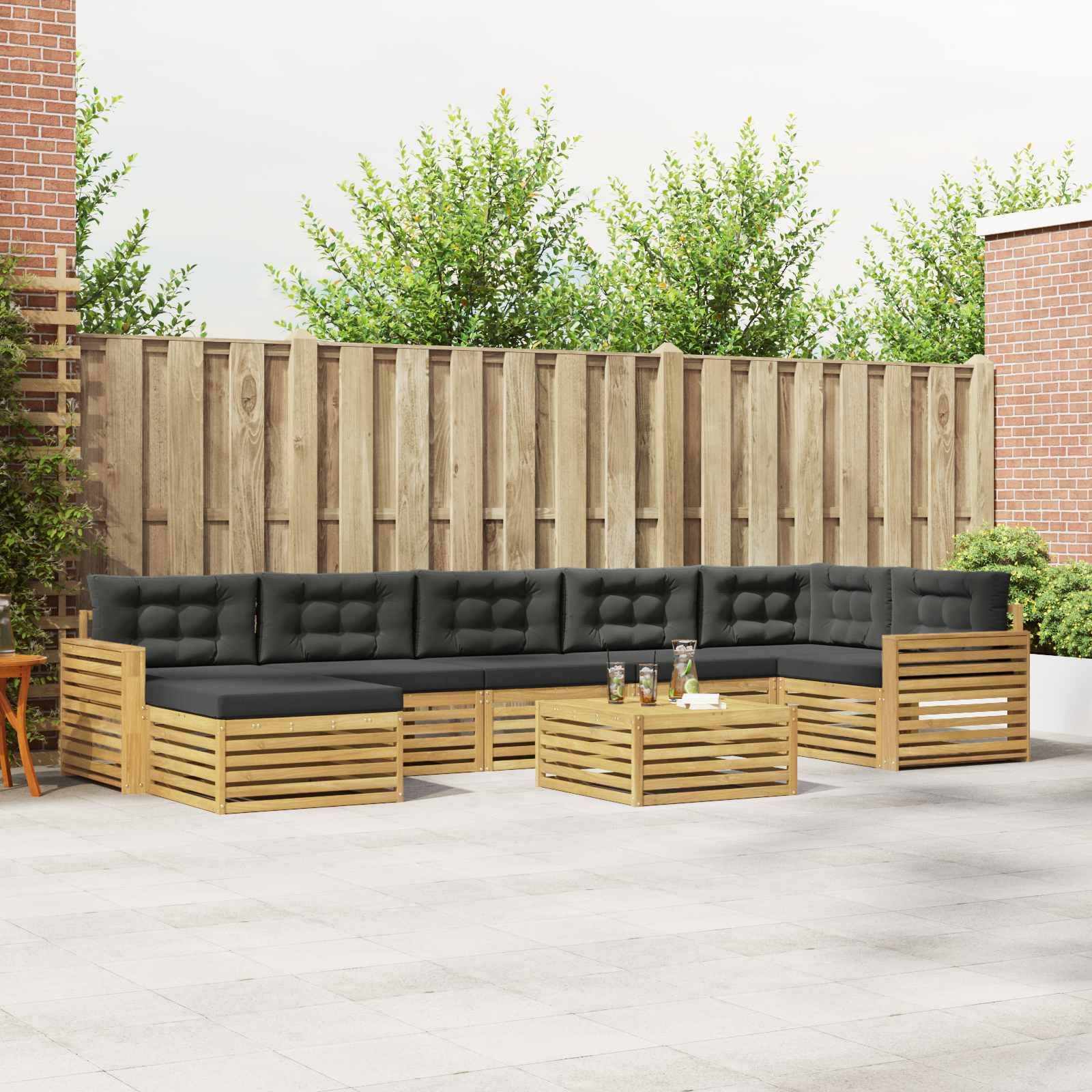 vidaXL Outdoor-Sofagarnitur mit Kissen 8 pcs Weiß und Anthrazit