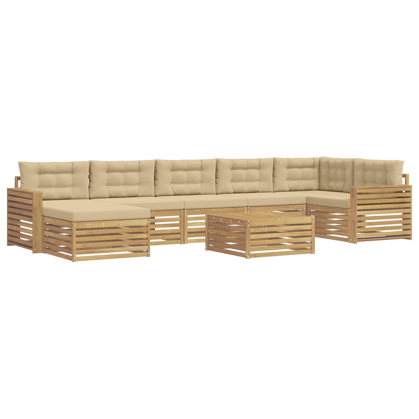 vidaXL Outdoor-Sofagarnitur mit Kissen 8 pcs Weiß und Beige