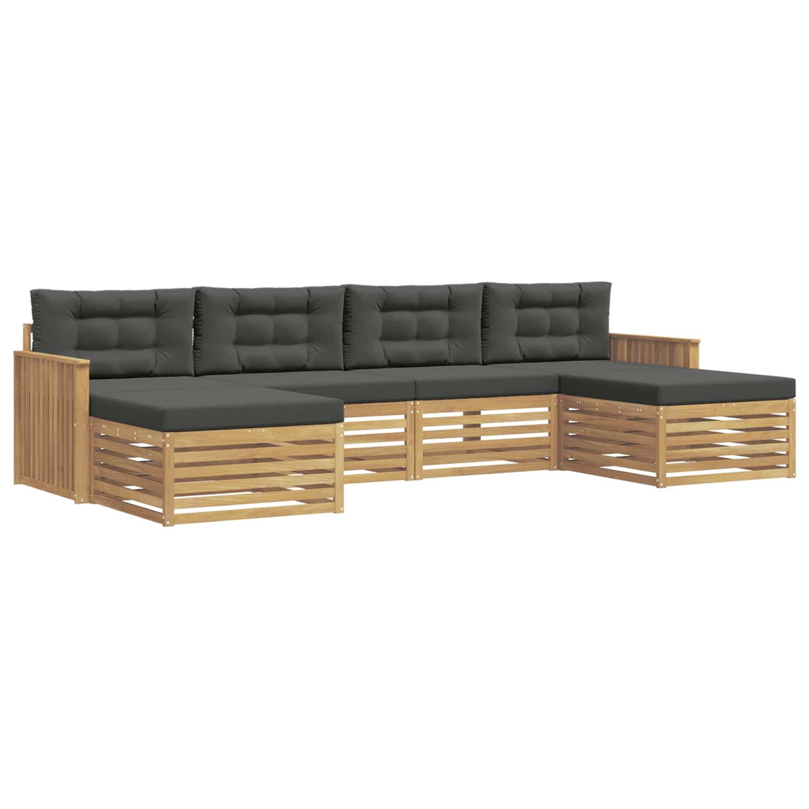vidaXL Outdoor-Sofagarnitur 6 pcs Weiß und Anthrazit Massivholz Akazie