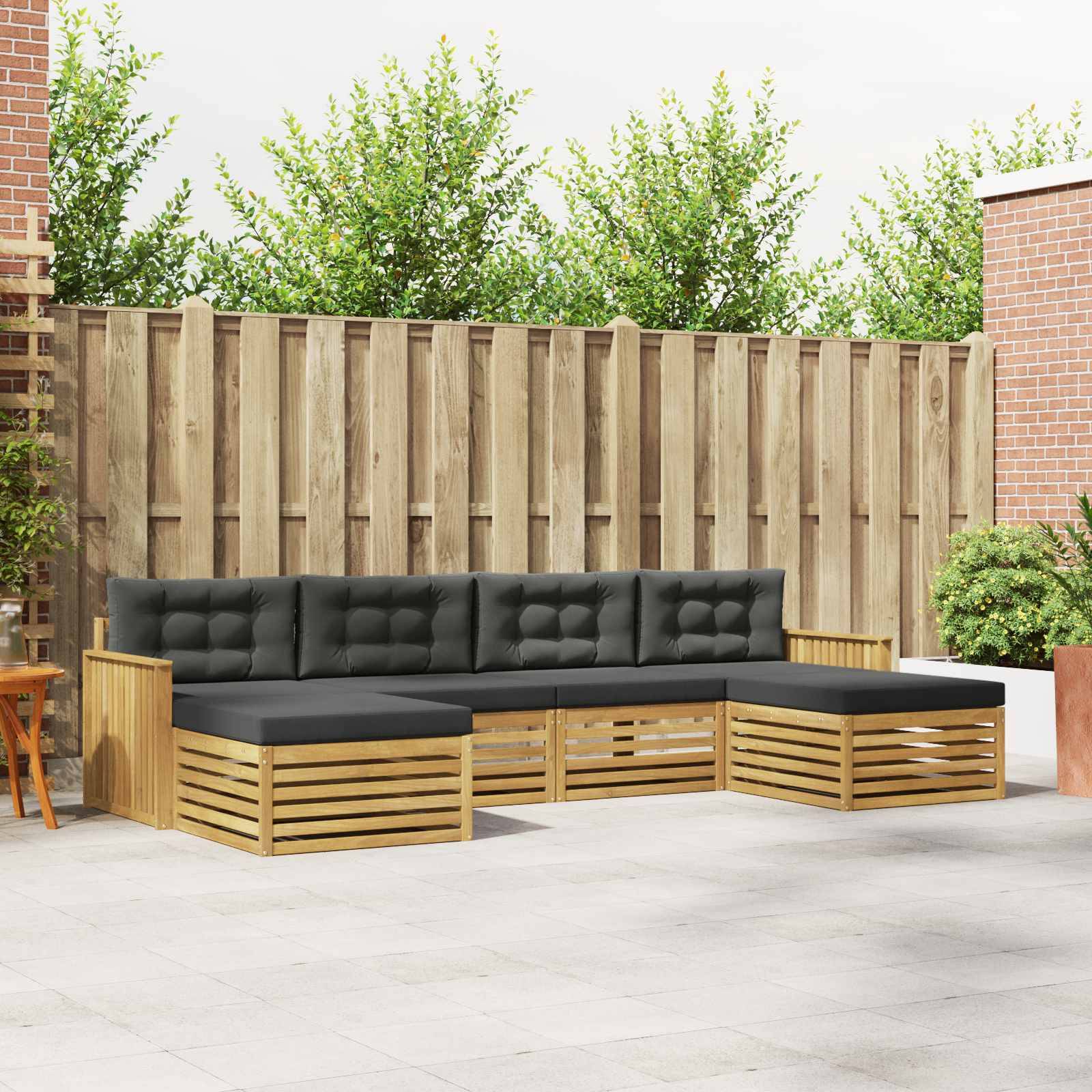 vidaXL Outdoor-Sofagarnitur 6 pcs Weiß und Anthrazit Massivholz Akazie