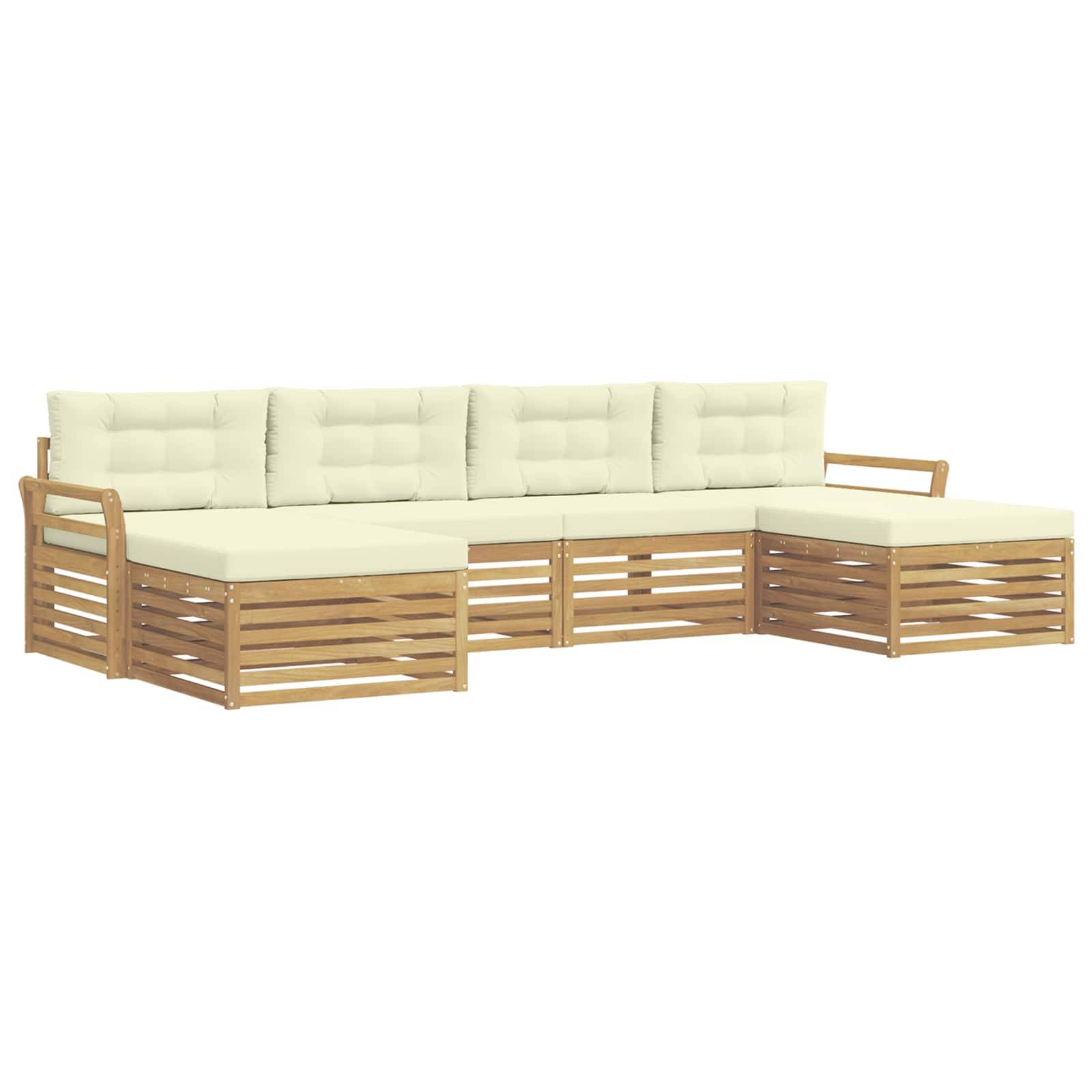 vidaXL Outdoor-Sofagarnitur 6 pcs Weiß und Creme Massivholz Akazie