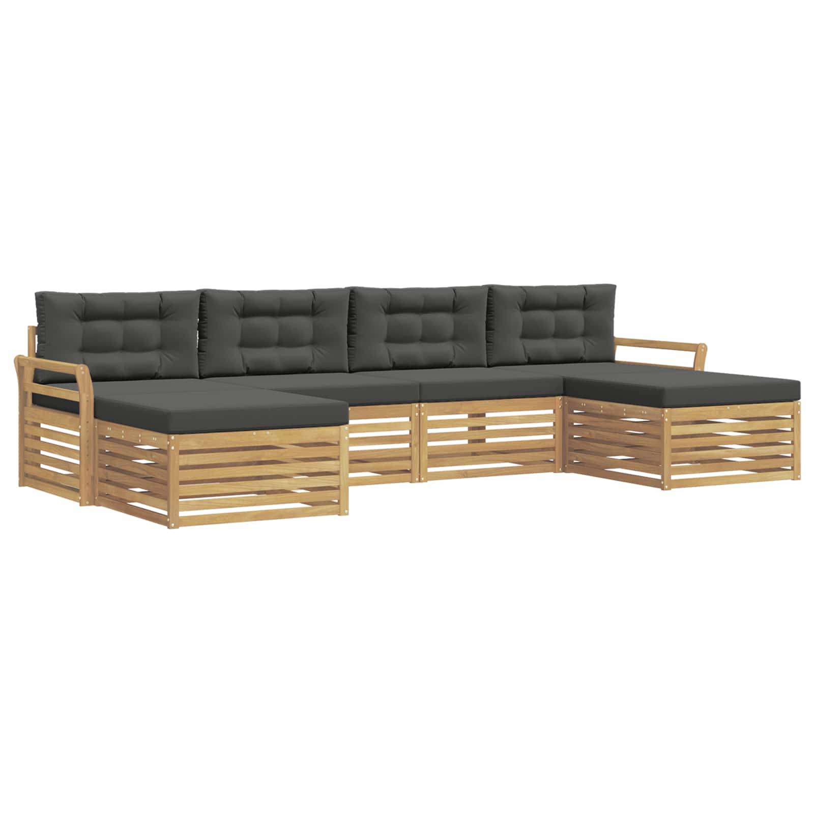 vidaXL Outdoor-Sofagarnitur 6 pcs Weiß und Anthrazit Massivholz Akazie