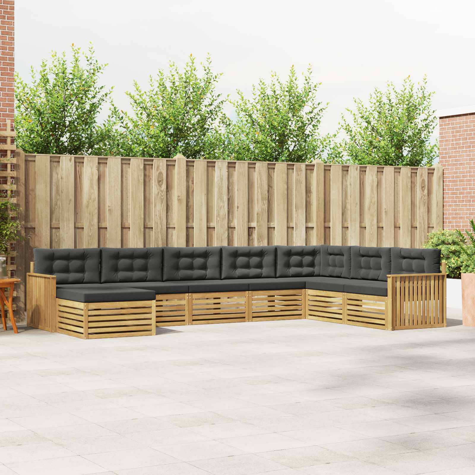 vidaXL Outdoor-Sofagarnitur 8 pcs Weiß und Anthrazit Massivholz Akazie
