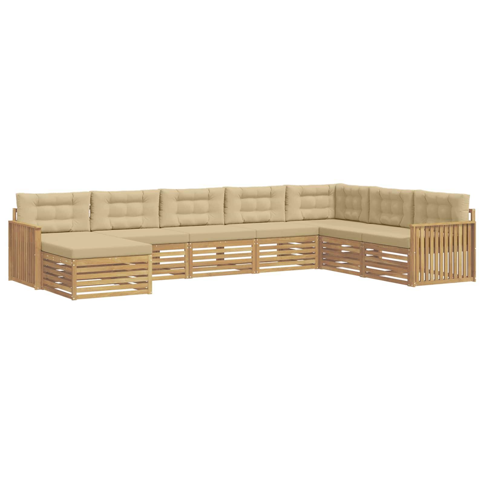 vidaXL Outdoor-Sofagarnitur 8 pcs Weiß und Beige Massivholz Akazie