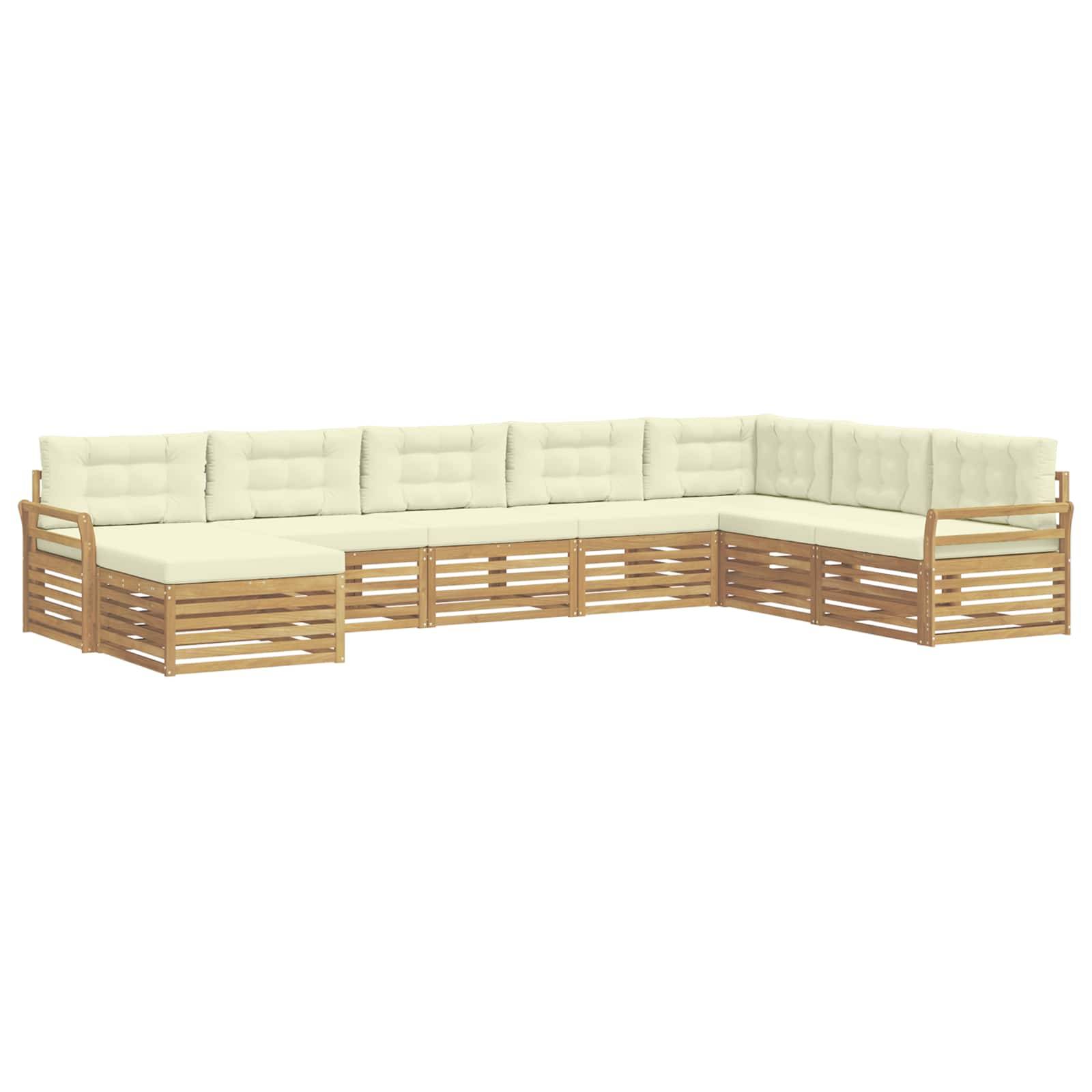 vidaXL Outdoor-Sofagarnitur 8 pcs Weiß und Creme Massivholz Akazie