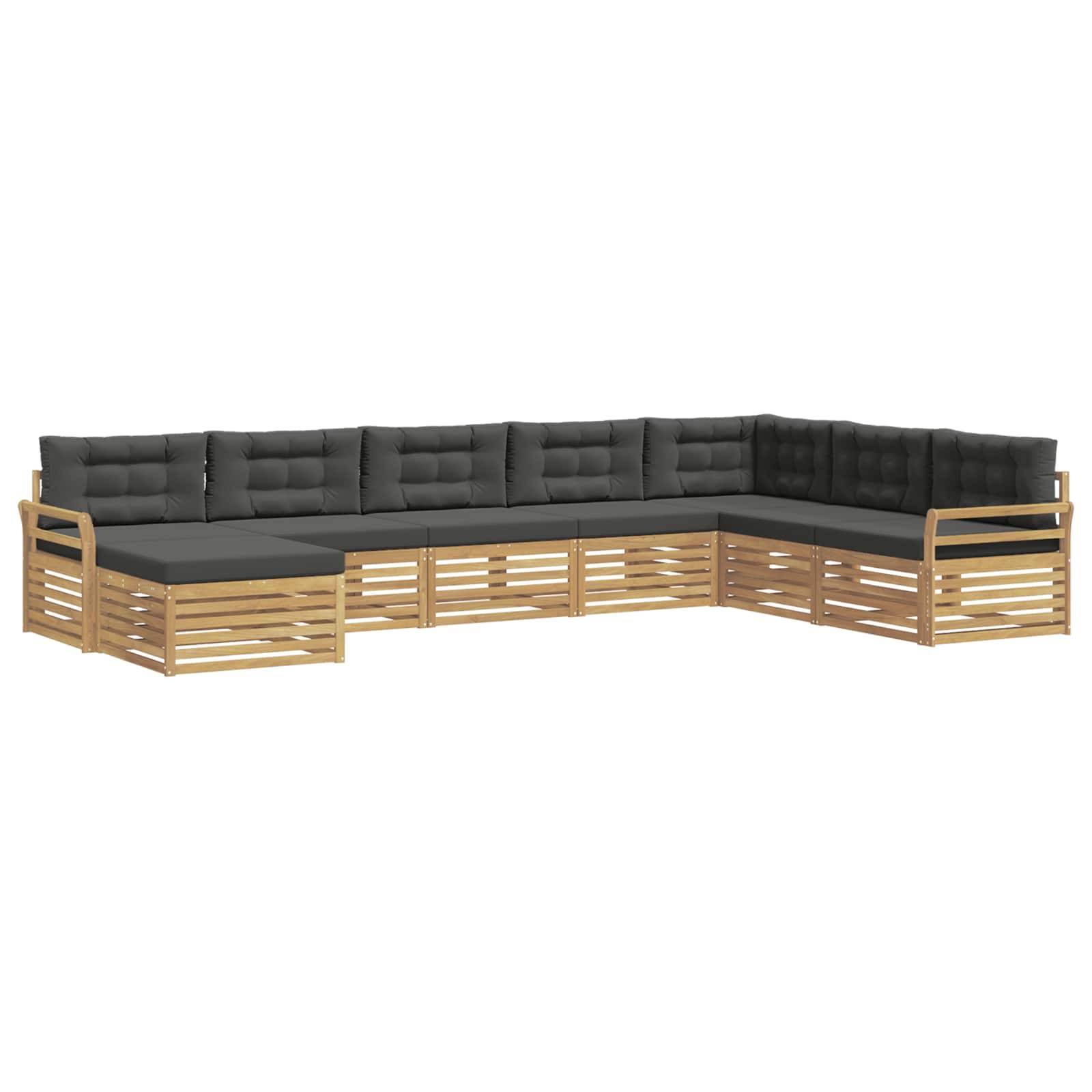 vidaXL Outdoor-Sofagarnitur 8 pcs Weiß und Anthrazit Massivholz Akazie