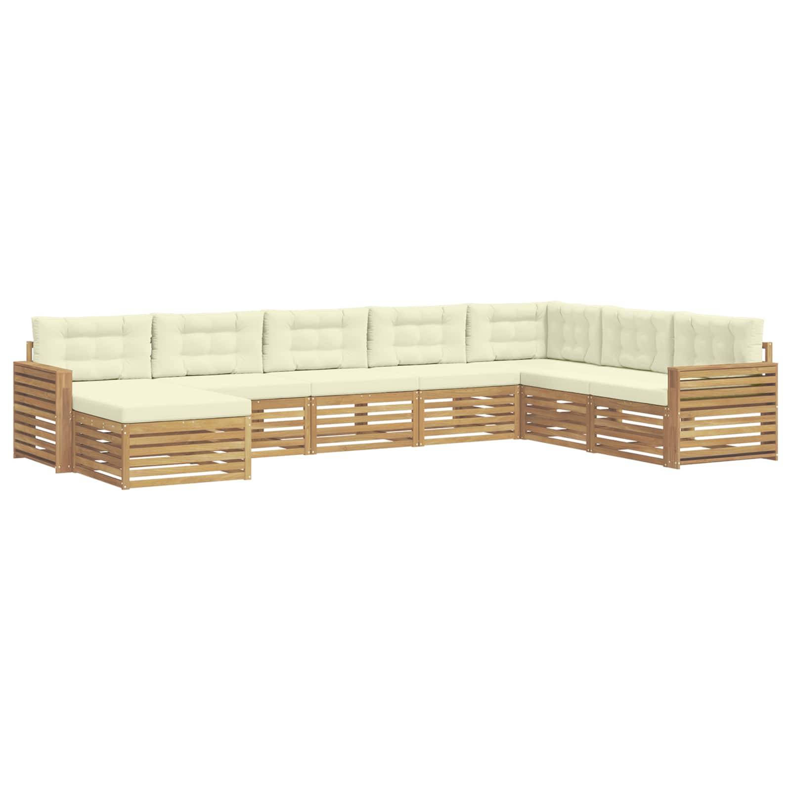 vidaXL Outdoor-Sofagarnitur 8 pcs Weiß und Creme Massivholz Akazie
