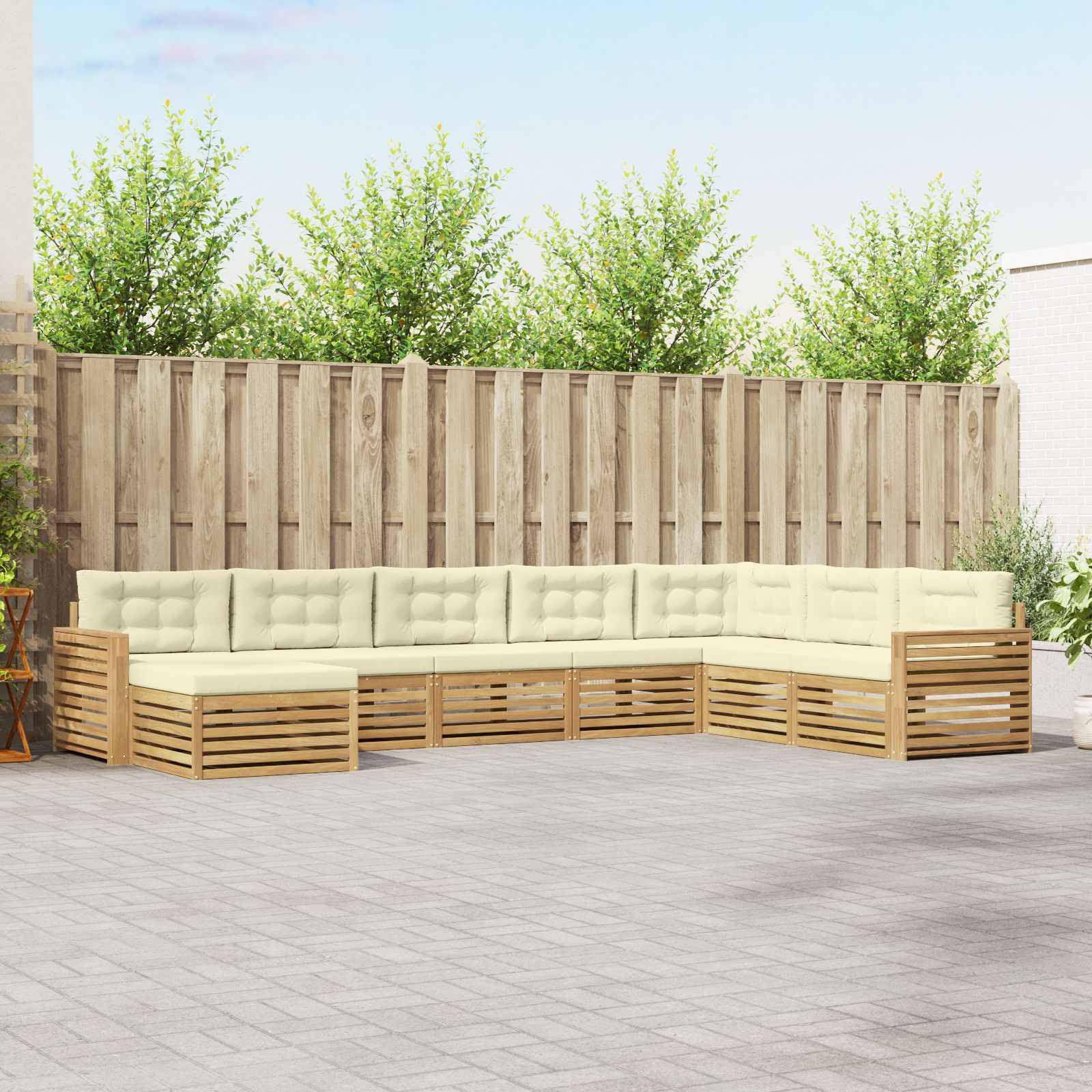 vidaXL Outdoor-Sofagarnitur 8 pcs Weiß und Creme Massivholz Akazie
