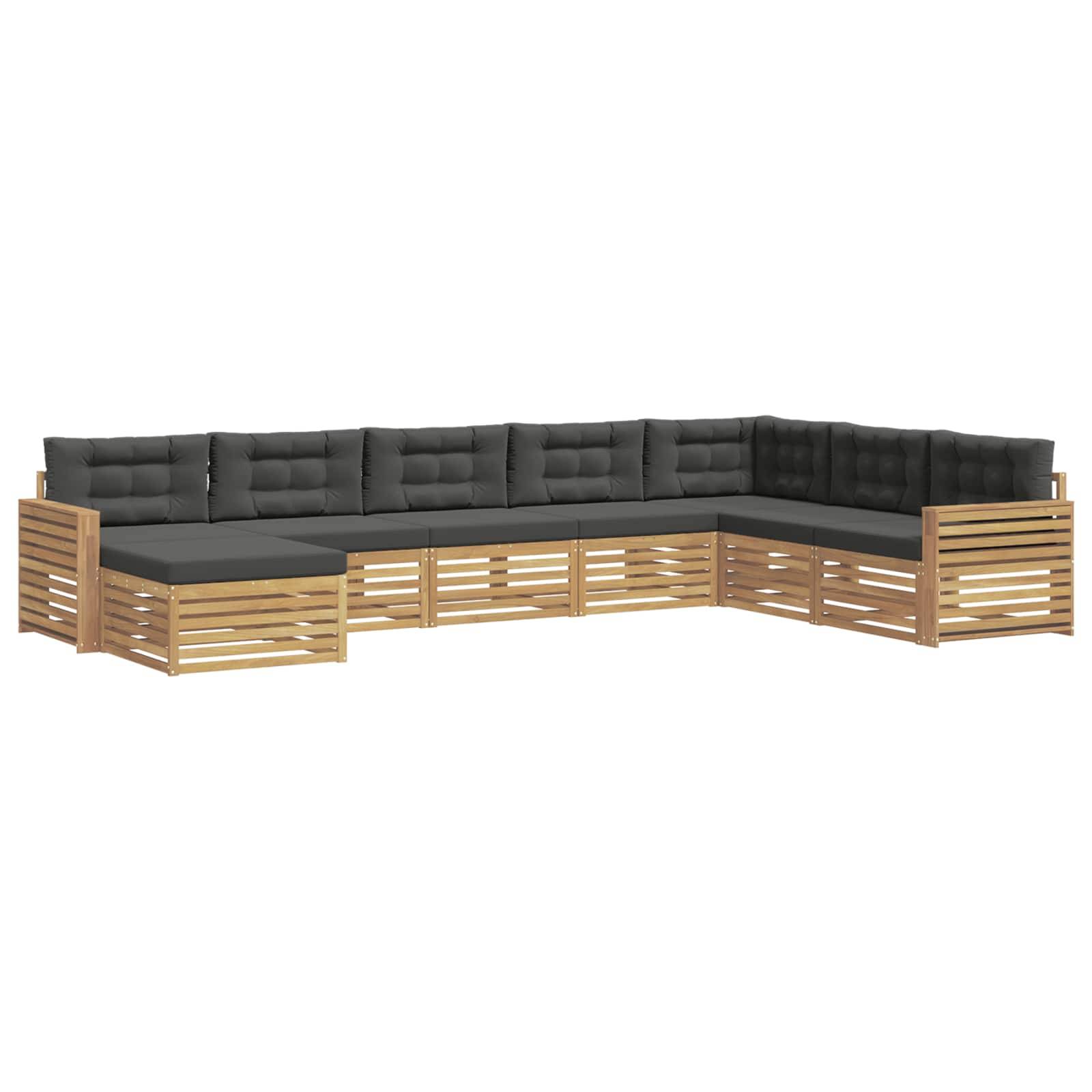 vidaXL Outdoor-Sofagarnitur 8 pcs Weiß und Anthrazit Massivholz Akazie