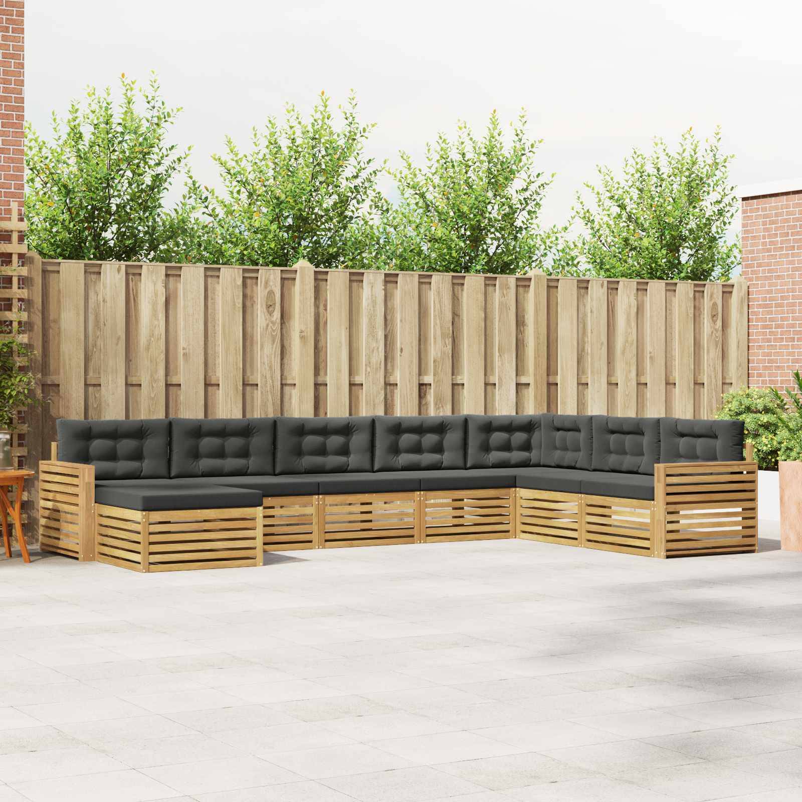 vidaXL Outdoor-Sofagarnitur 8 pcs Weiß und Anthrazit Massivholz Akazie