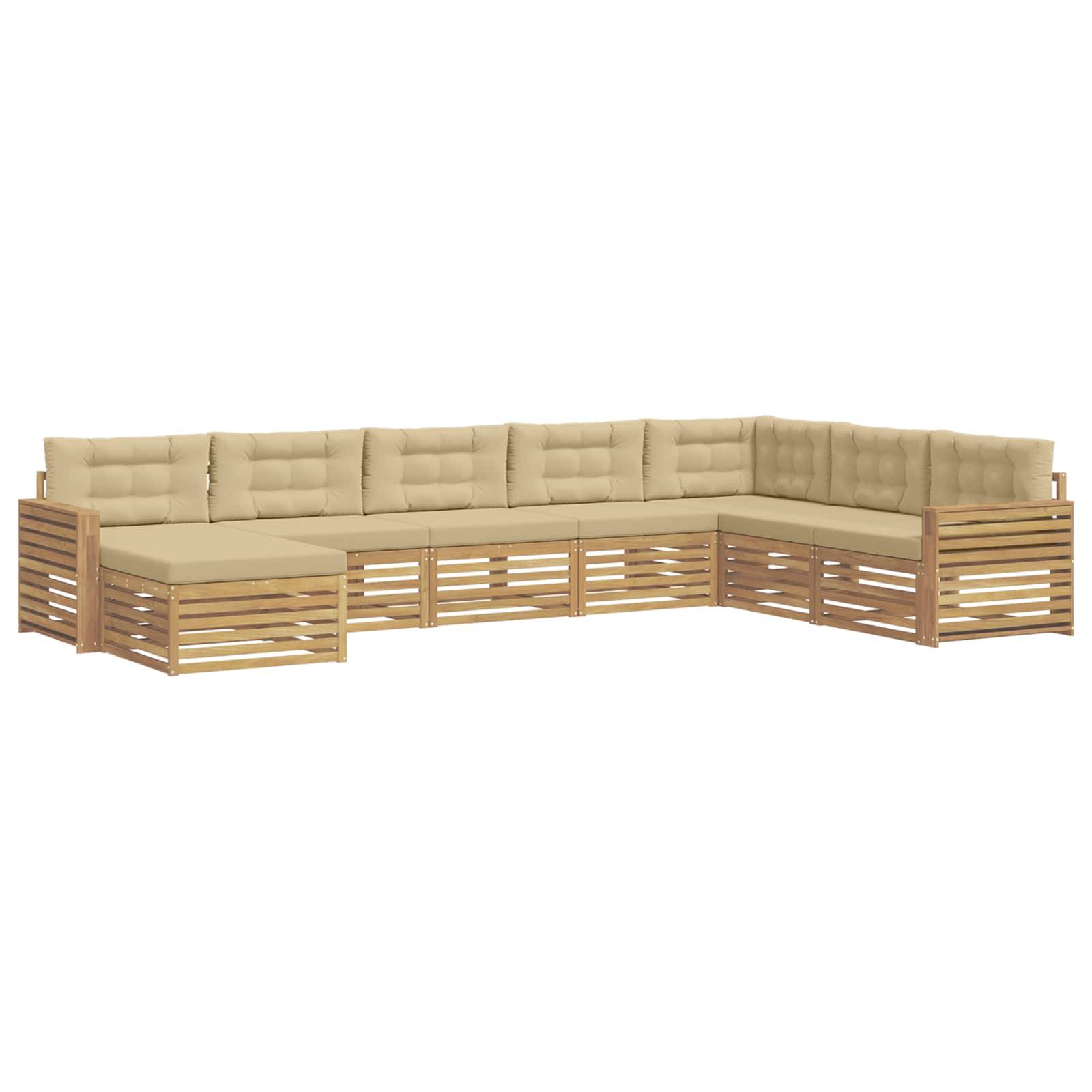 vidaXL Outdoor-Sofagarnitur 8 pcs Weiß und Beige Massivholz Akazie