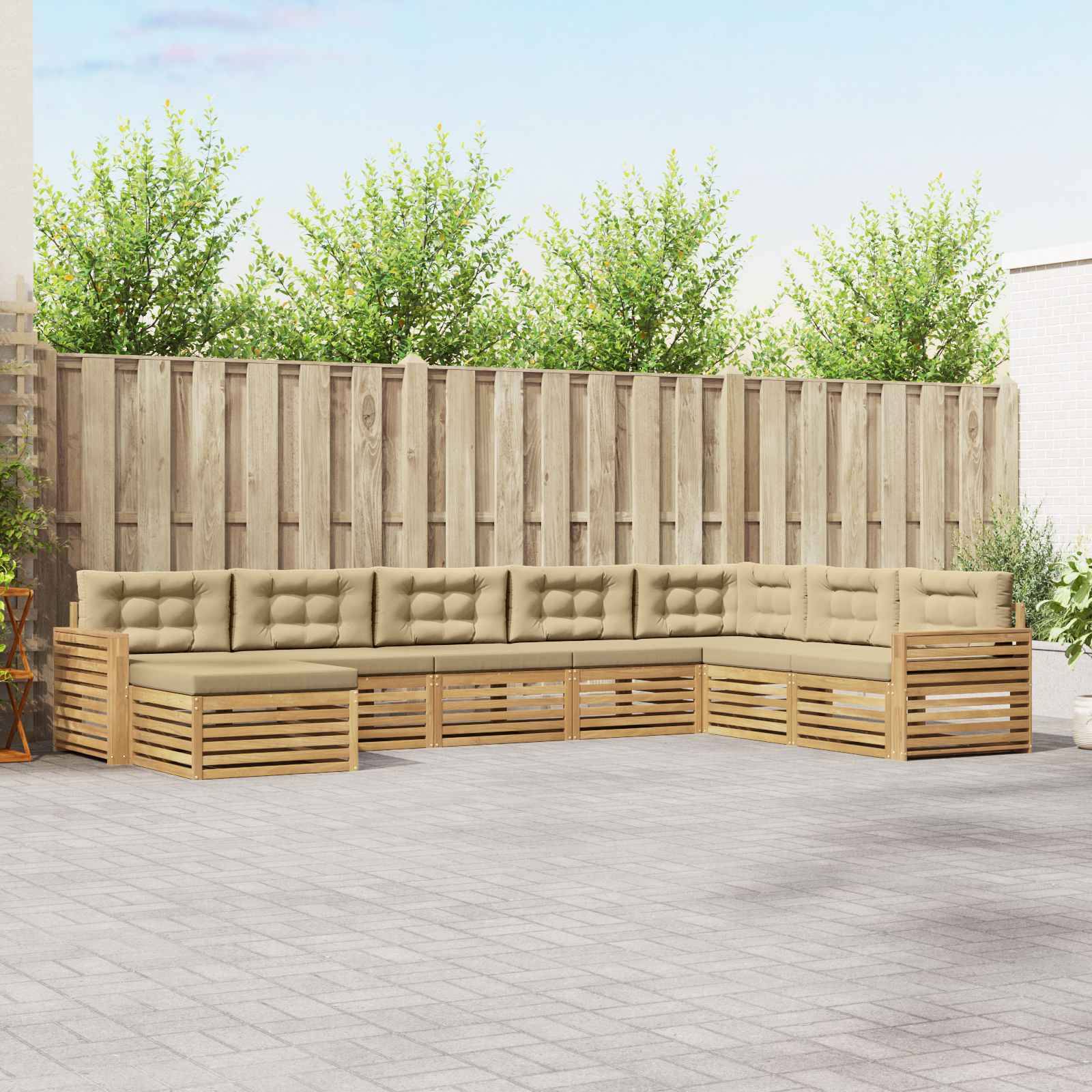 vidaXL Outdoor-Sofagarnitur 8 pcs Weiß und Beige Massivholz Akazie