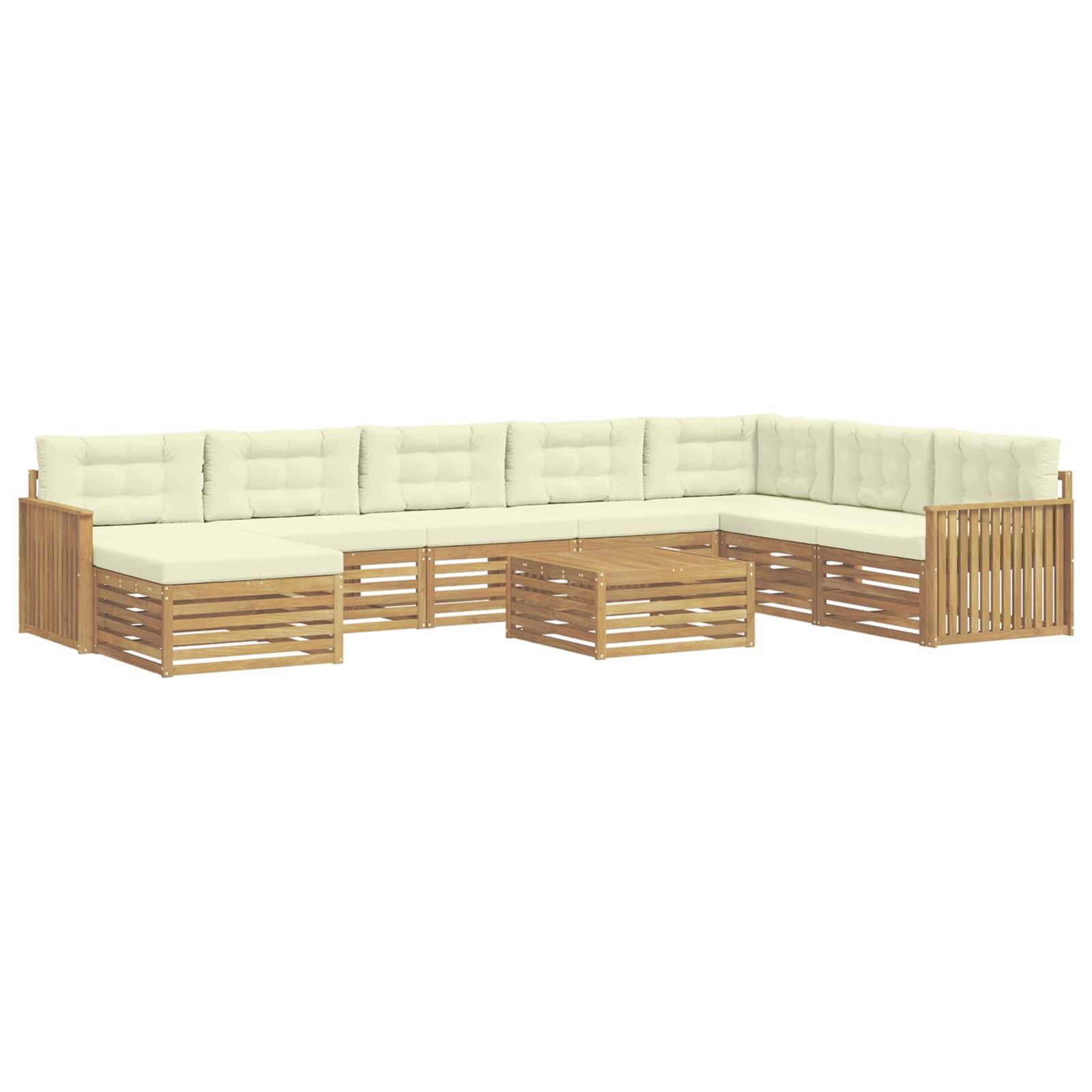 vidaXL Outdoor-Sofagarnitur 9 pcs Weiß und Creme Massivholz Akazie