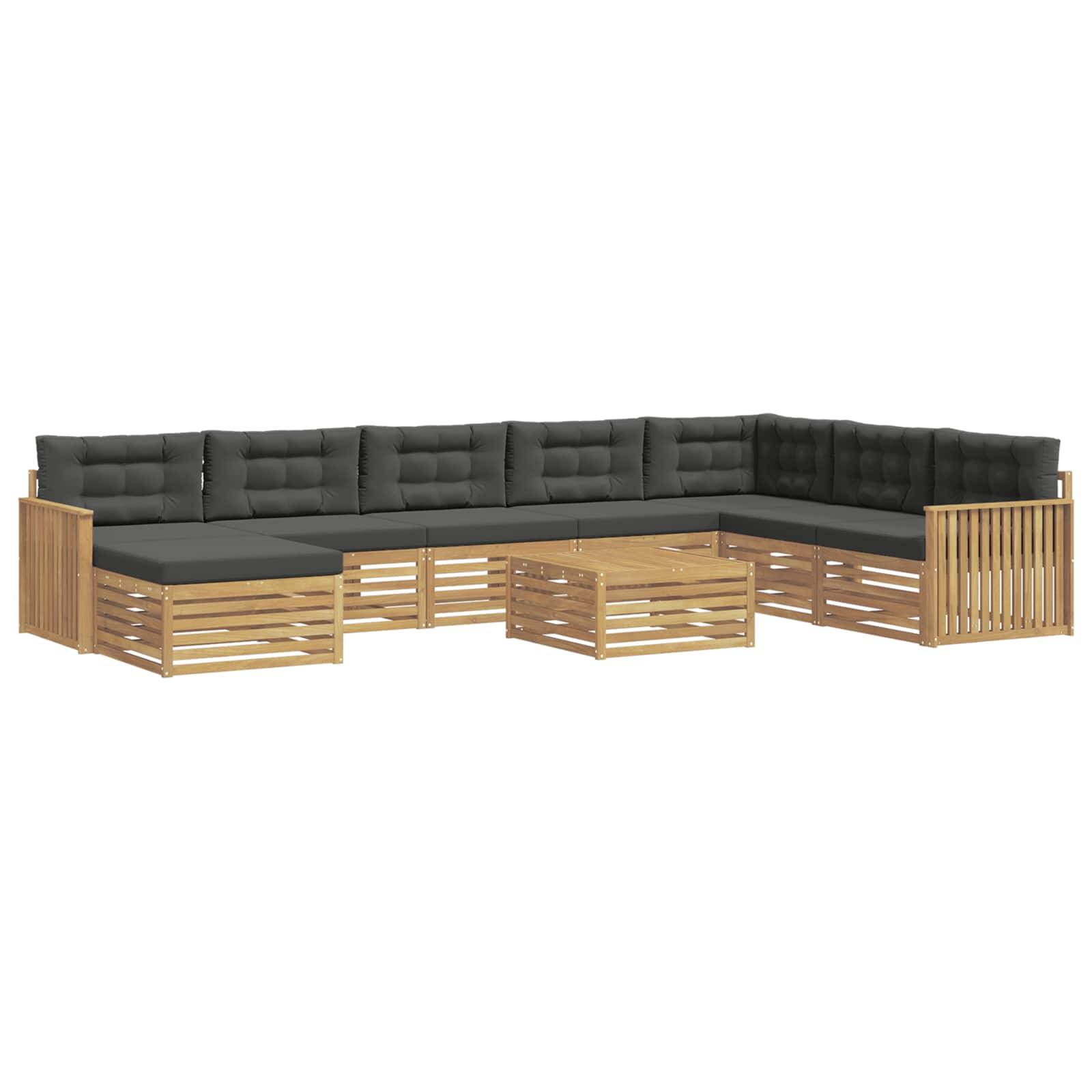 vidaXL Outdoor-Sofagarnitur 9 pcs Weiß und Anthrazit Massivholz Akazie