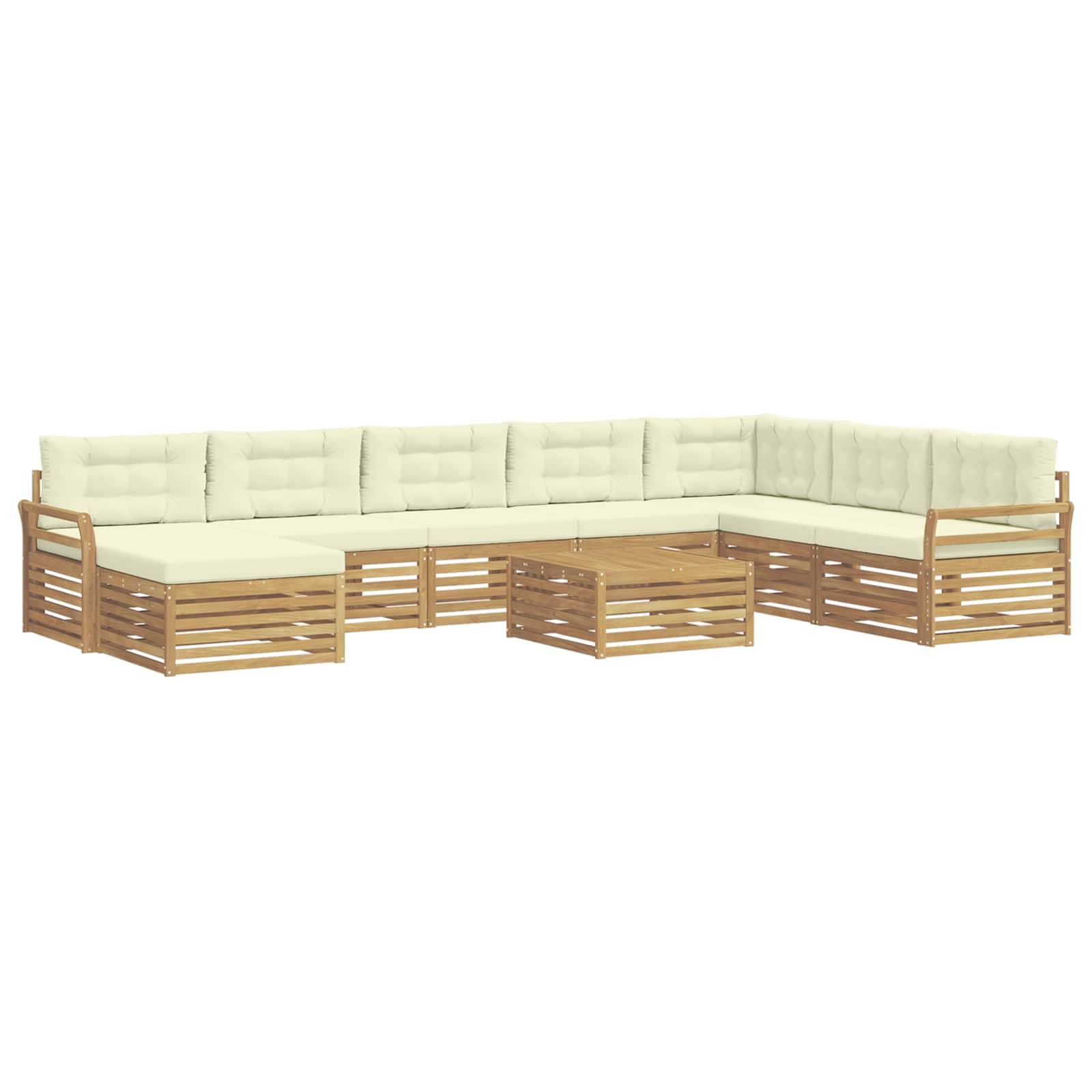 vidaXL Outdoor-Sofagarnitur 9 pcs Weiß und Creme Massivholz Akazie