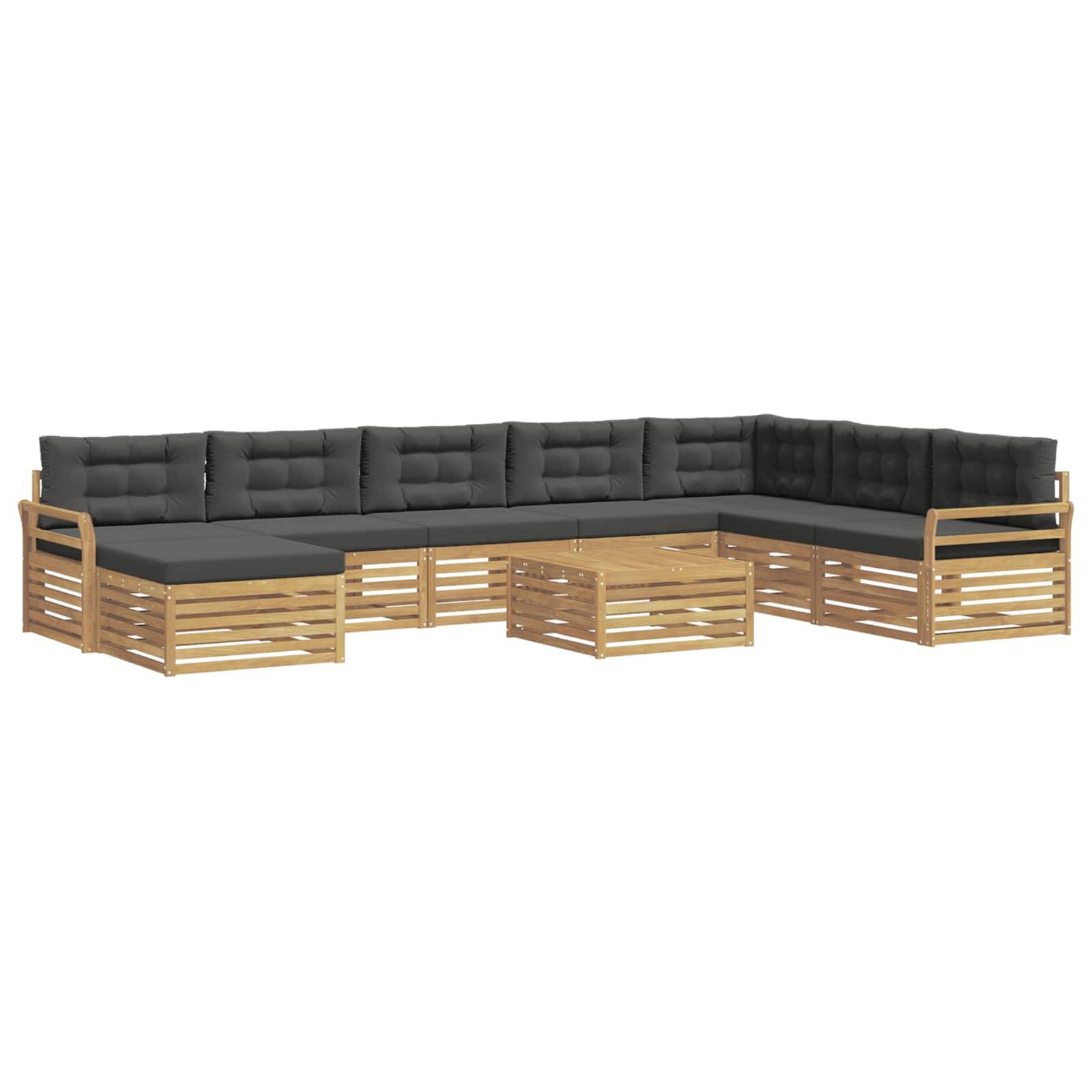 vidaXL Outdoor-Sofagarnitur 9 pcs Weiß und Anthrazit Massivholz Akazie