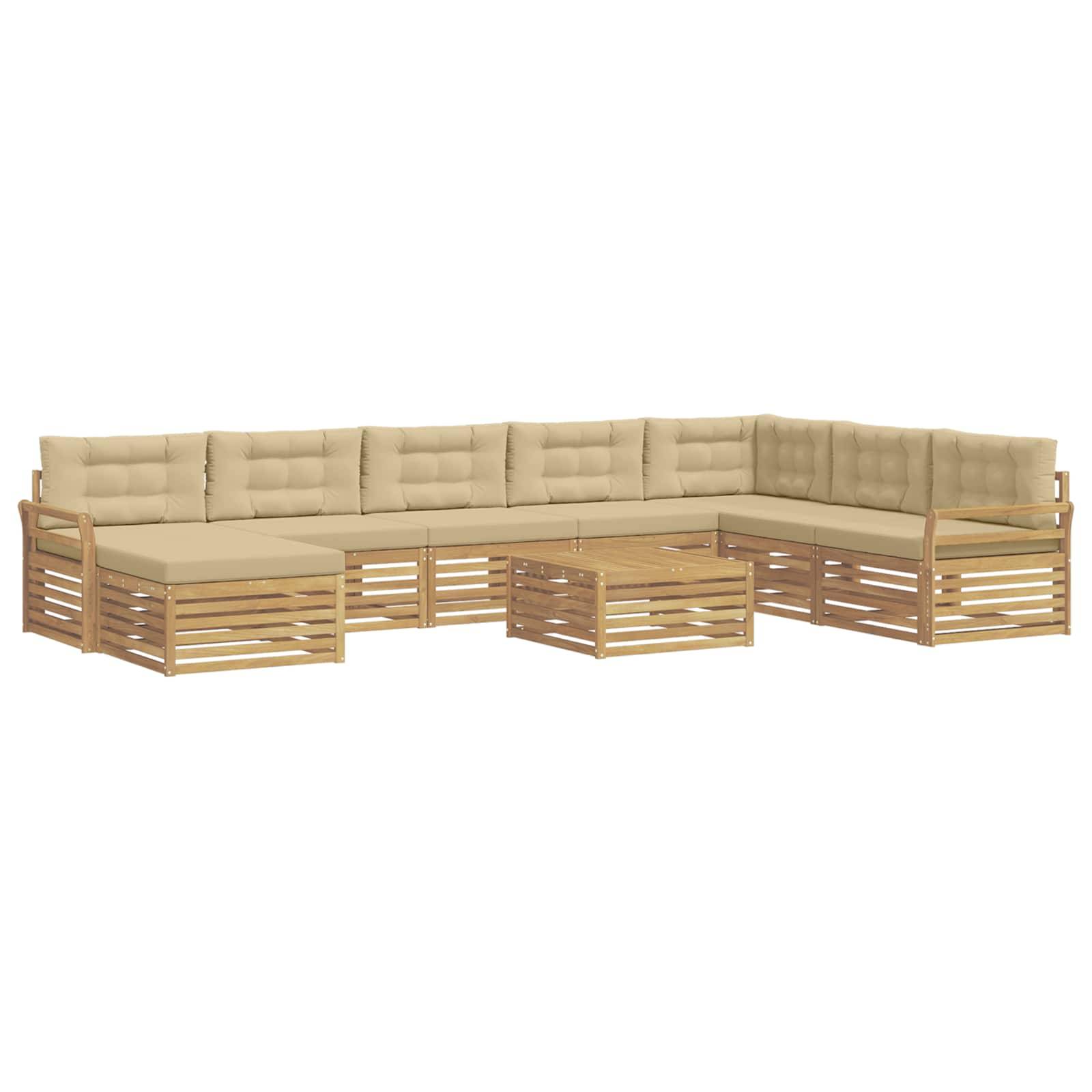 vidaXL Outdoor-Sofagarnitur 9 pcs Weiß und Beige Massivholz Akazie