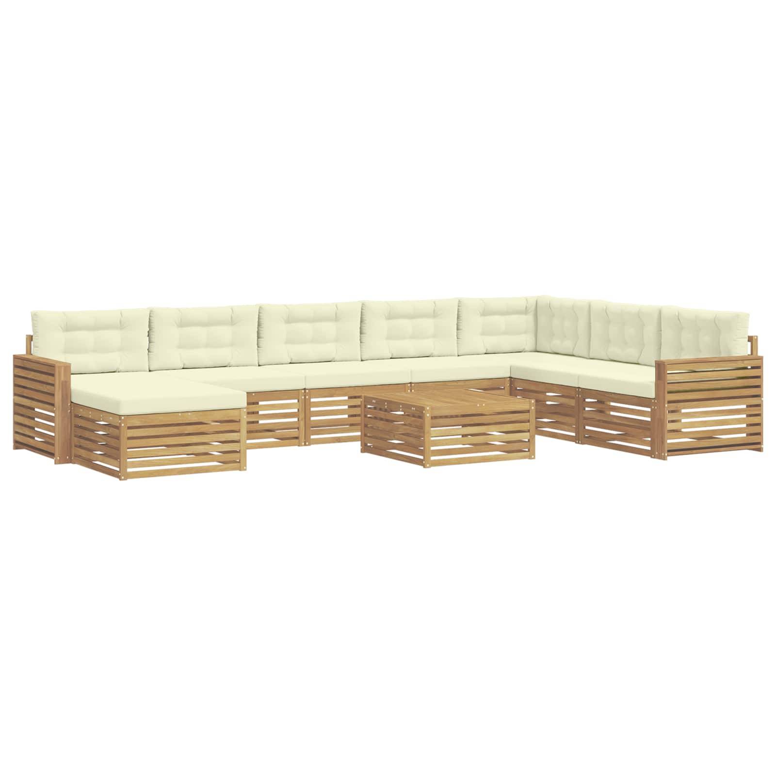 vidaXL Outdoor-Sofagarnitur 9 pcs Weiß und Creme Massivholz Akazie