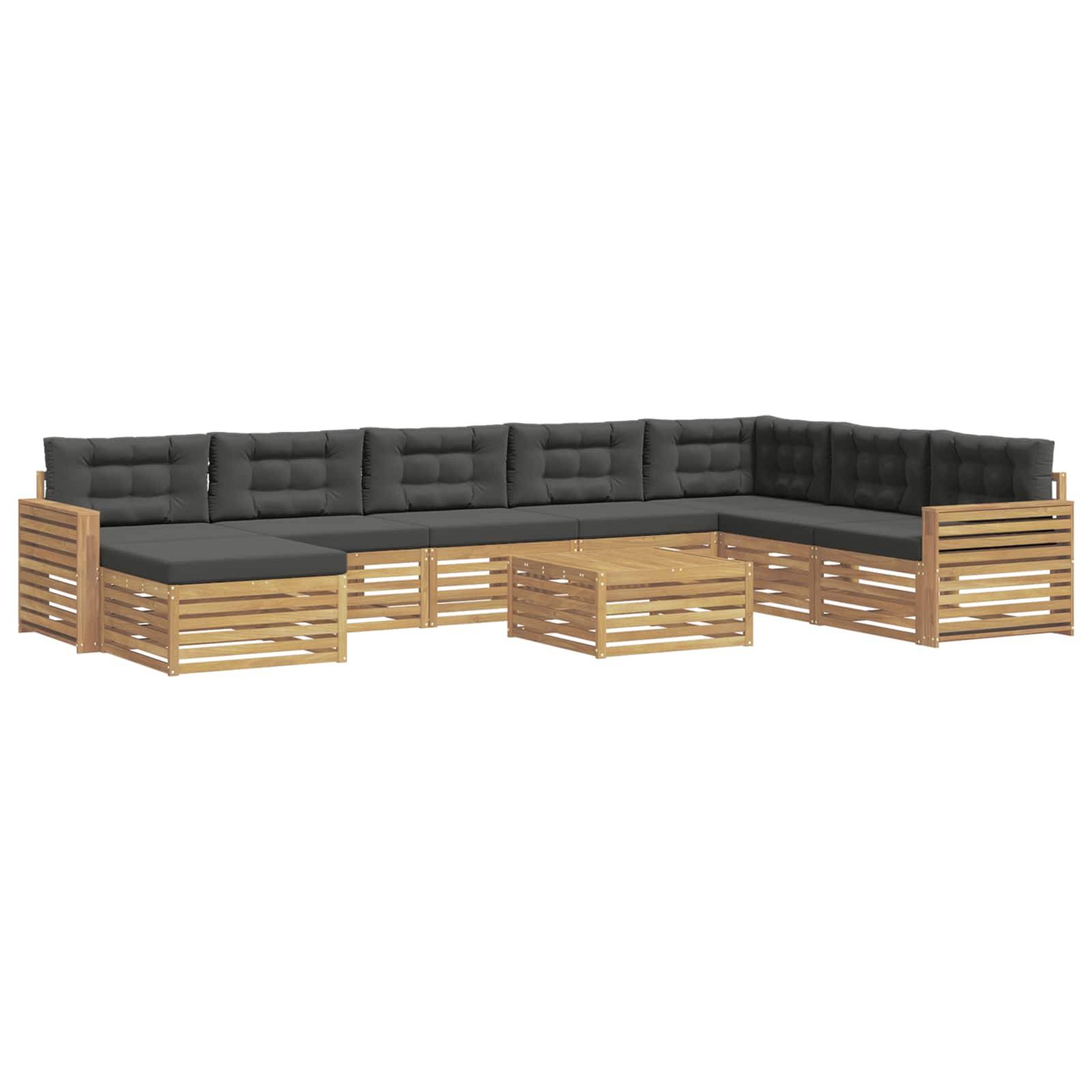 vidaXL Outdoor-Sofagarnitur 9 pcs Weiß und Anthrazit Massivholz Akazie
