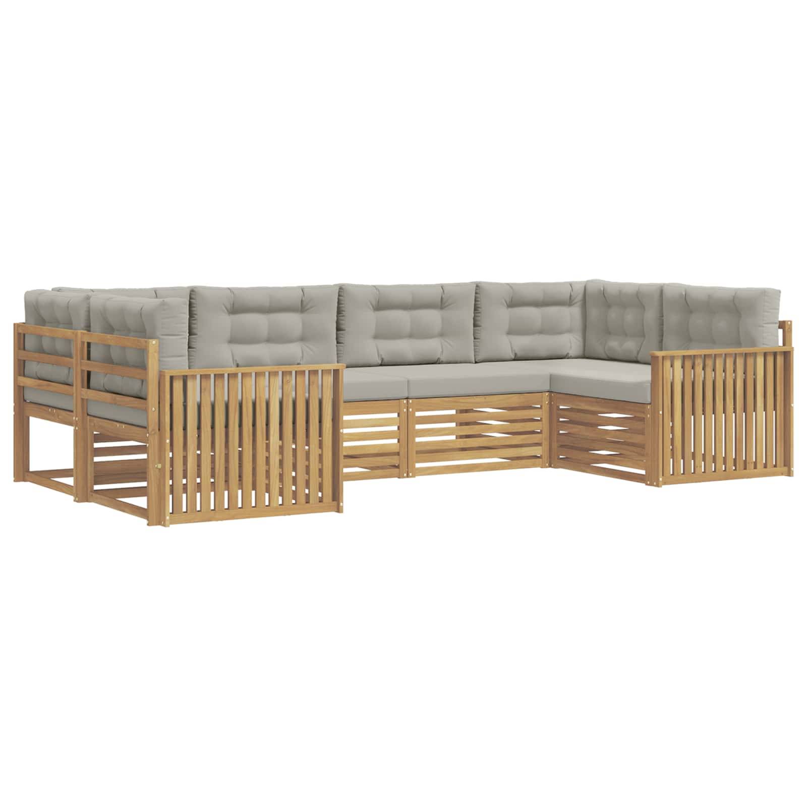 vidaXL Outdoor-Sofagarnitur 6 pcs Weiß und Hellgrau Massivholz Akazie