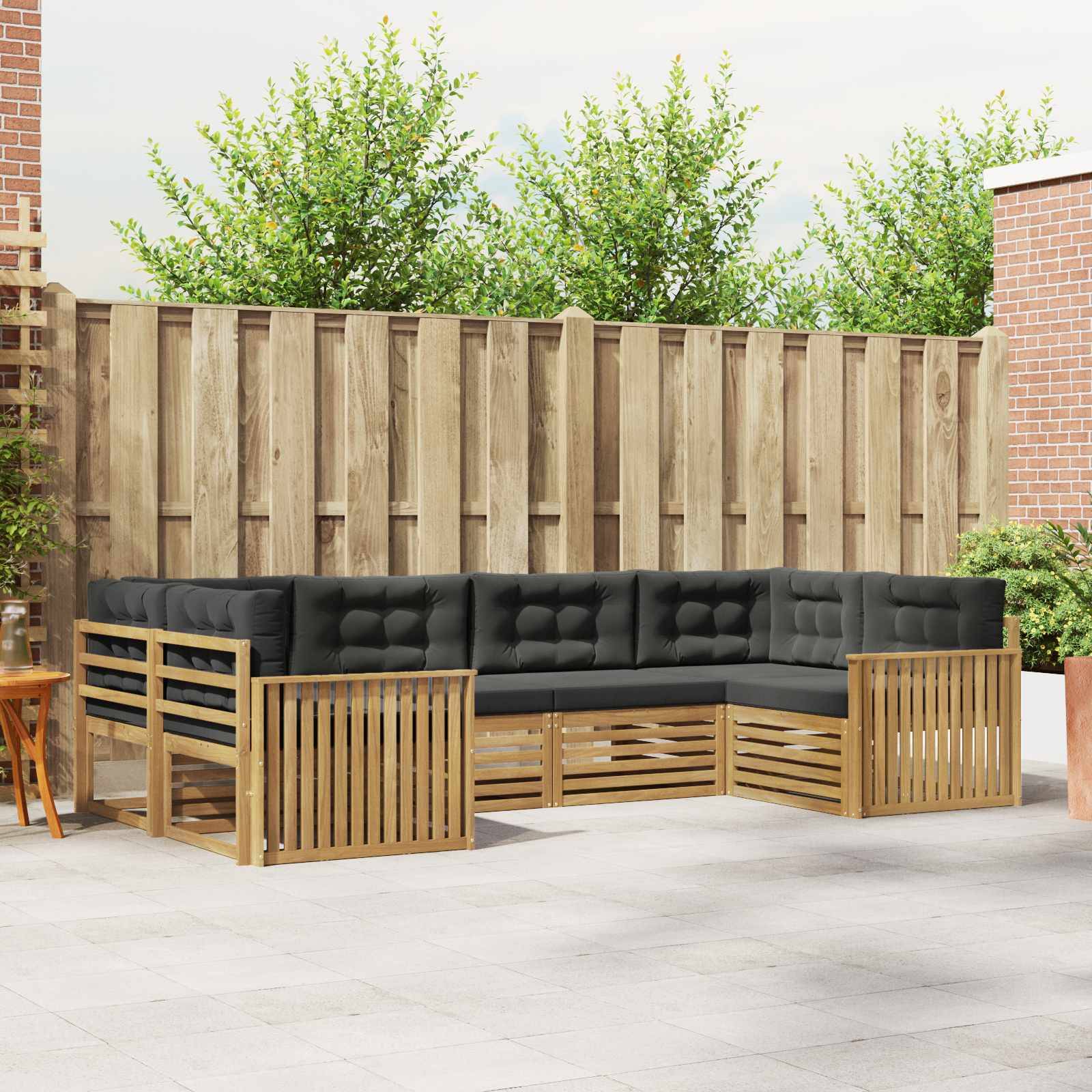 vidaXL Outdoor-Sofagarnitur 6 pcs Weiß und Anthrazit Massivholz Akazie