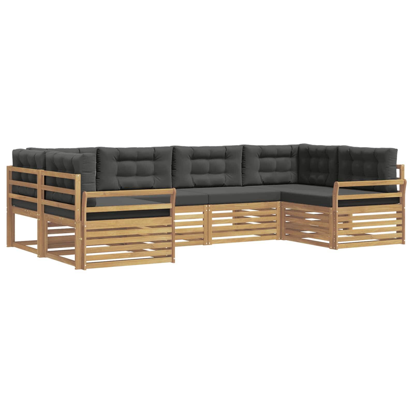 vidaXL Outdoor-Sofagarnitur 6 pcs Weiß und Anthrazit Massivholz Akazie
