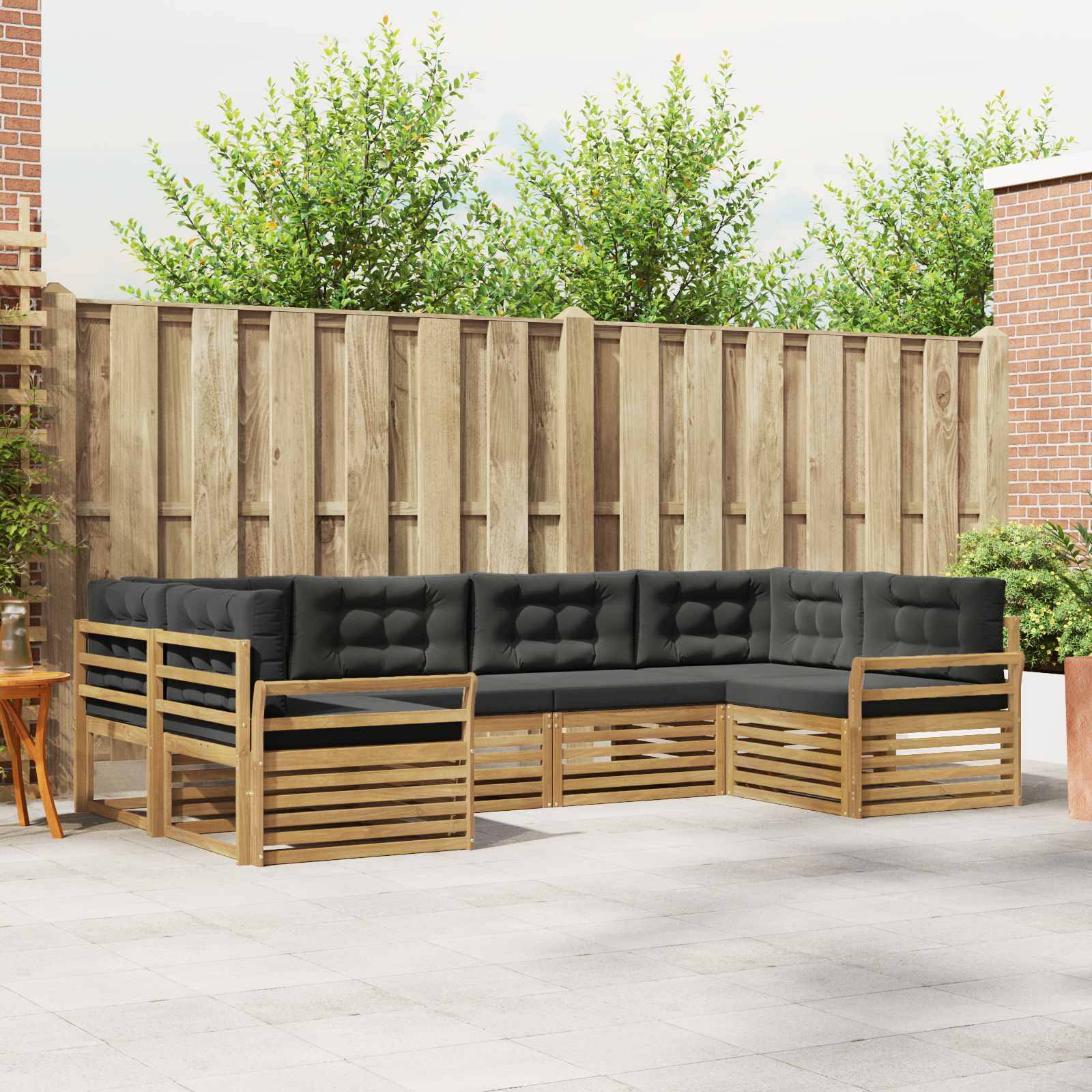 vidaXL Outdoor-Sofagarnitur 6 pcs Weiß und Anthrazit Massivholz Akazie