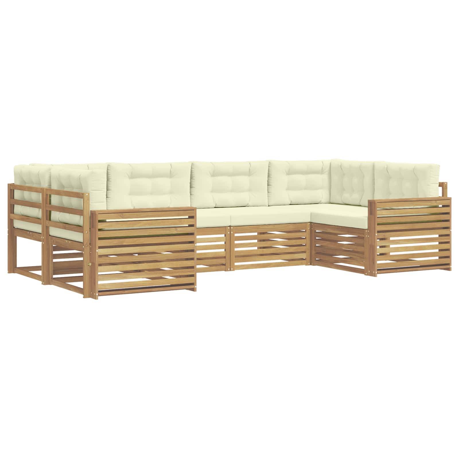 vidaXL Outdoor-Sofagarnitur 6 pcs Weiß und Creme Massivholz Akazie