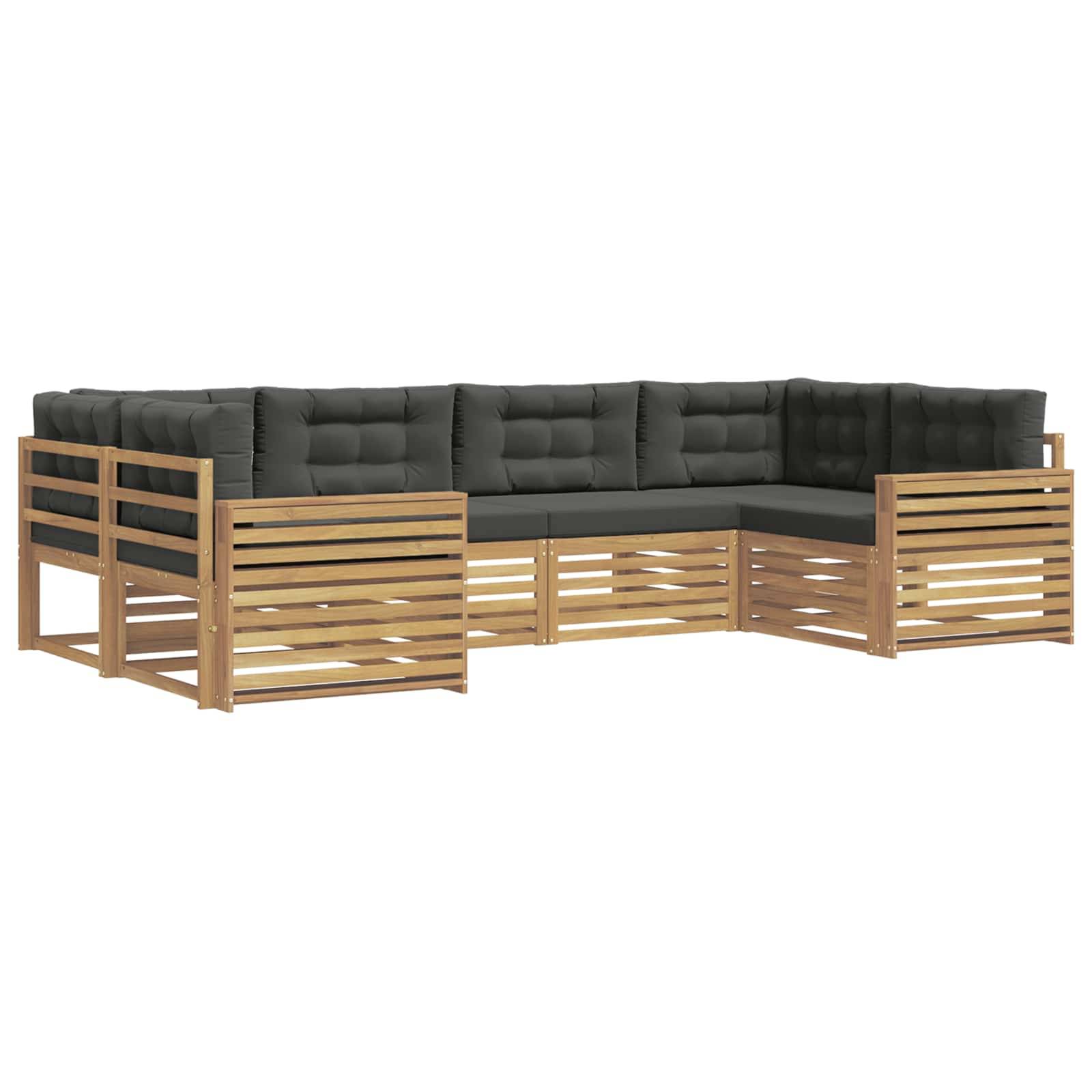 vidaXL Outdoor-Sofagarnitur 6 pcs Weiß und Anthrazit Massivholz Akazie
