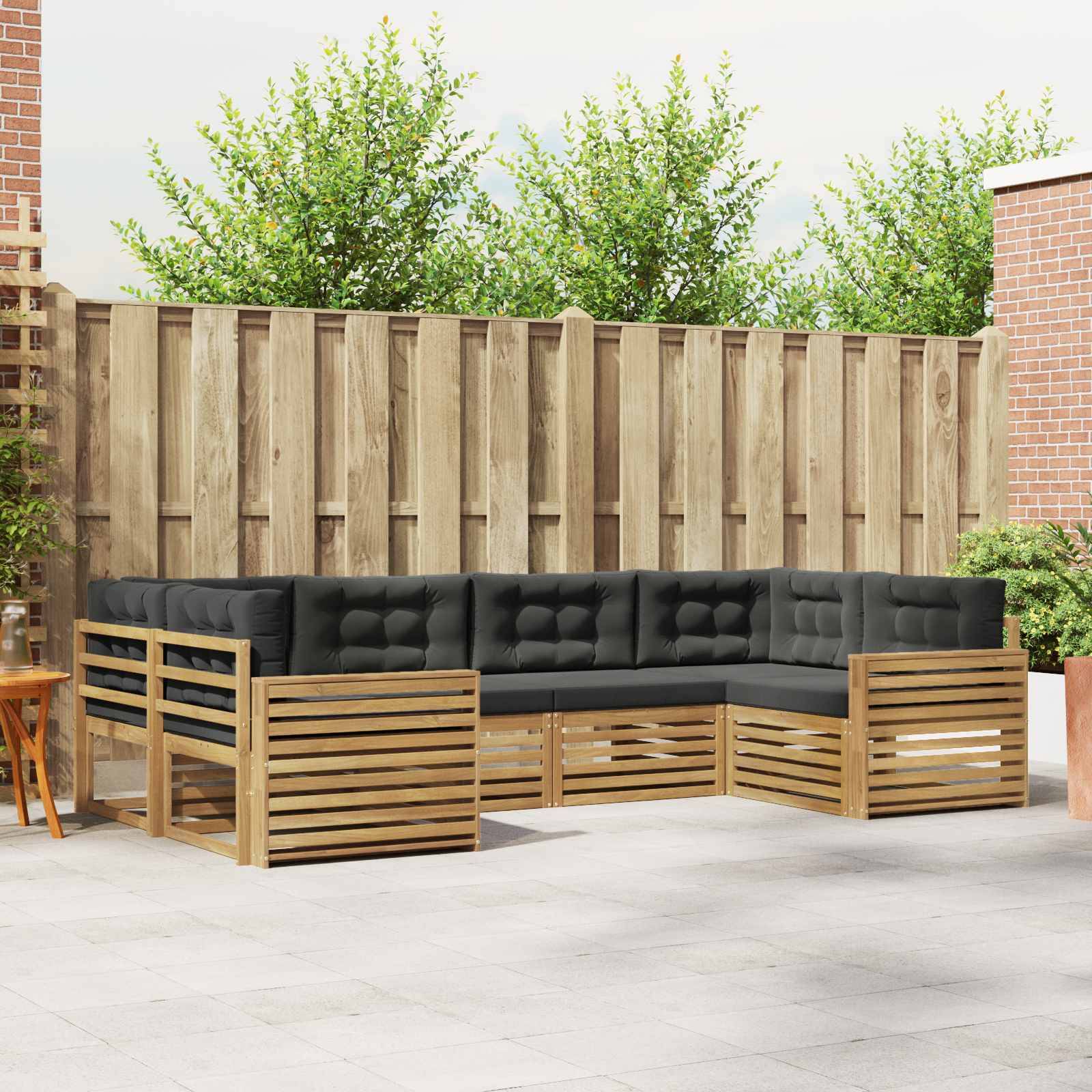 vidaXL Outdoor-Sofagarnitur 6 pcs Weiß und Anthrazit Massivholz Akazie
