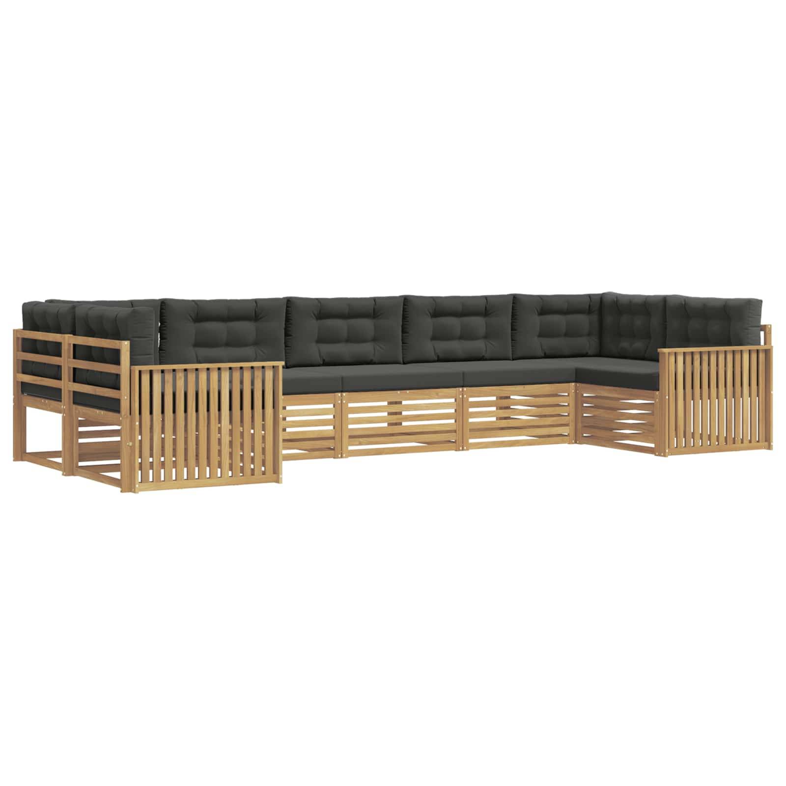 vidaXL Outdoor-Sofagarnitur 7 pcs Weiß und Anthrazit Massivholz Akazie