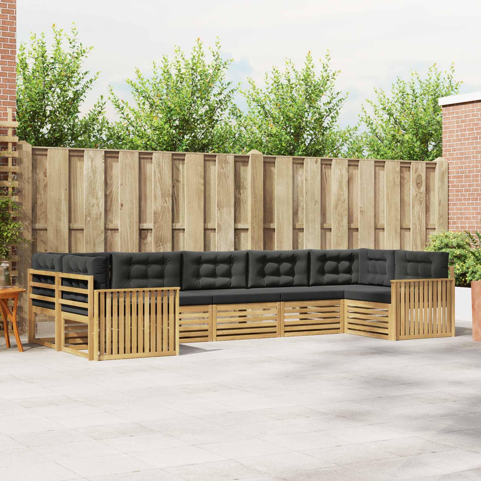 vidaXL Outdoor-Sofagarnitur 7 pcs Weiß und Anthrazit Massivholz Akazie
