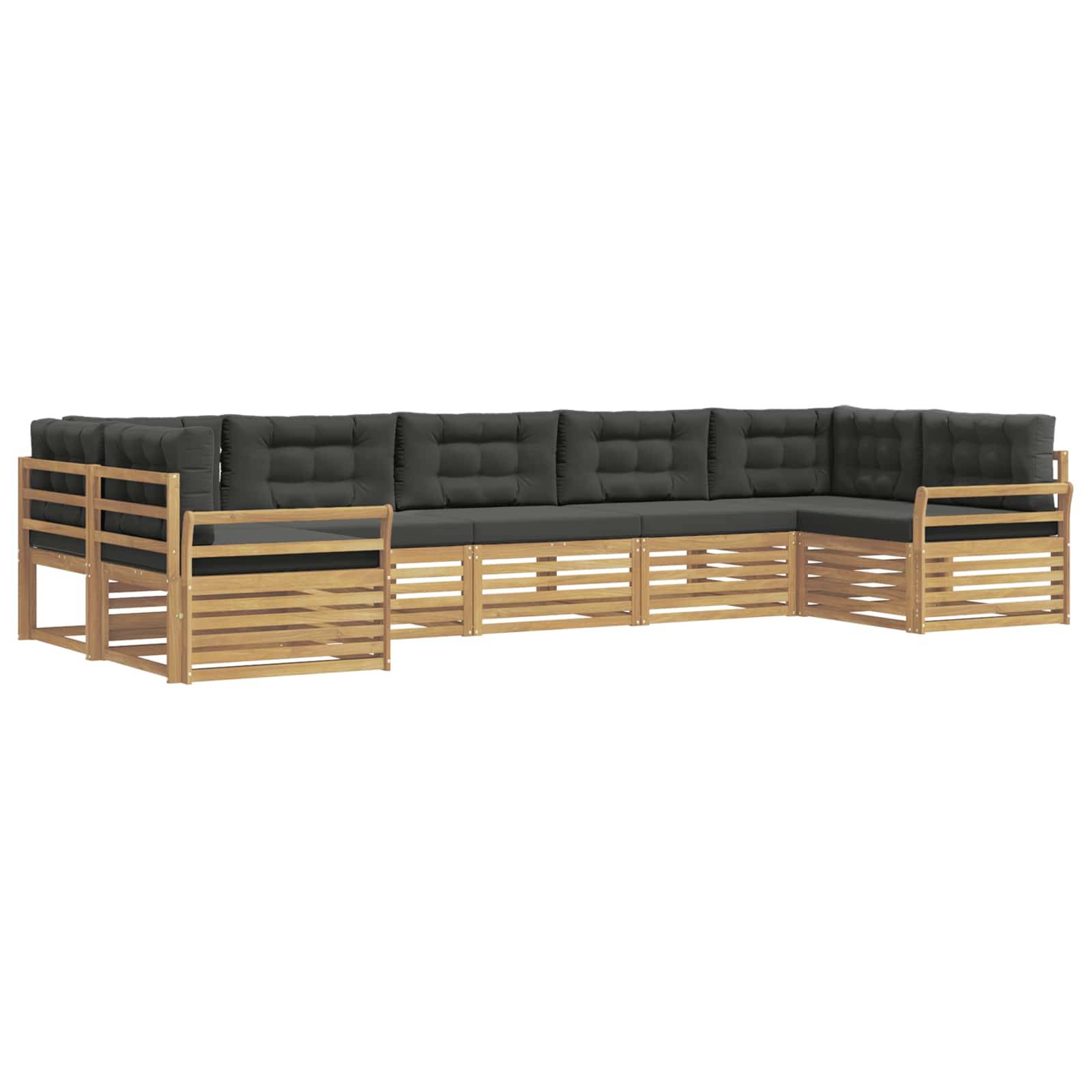 vidaXL Outdoor-Sofagarnitur 7 pcs Weiß und Anthrazit Massivholz Akazie