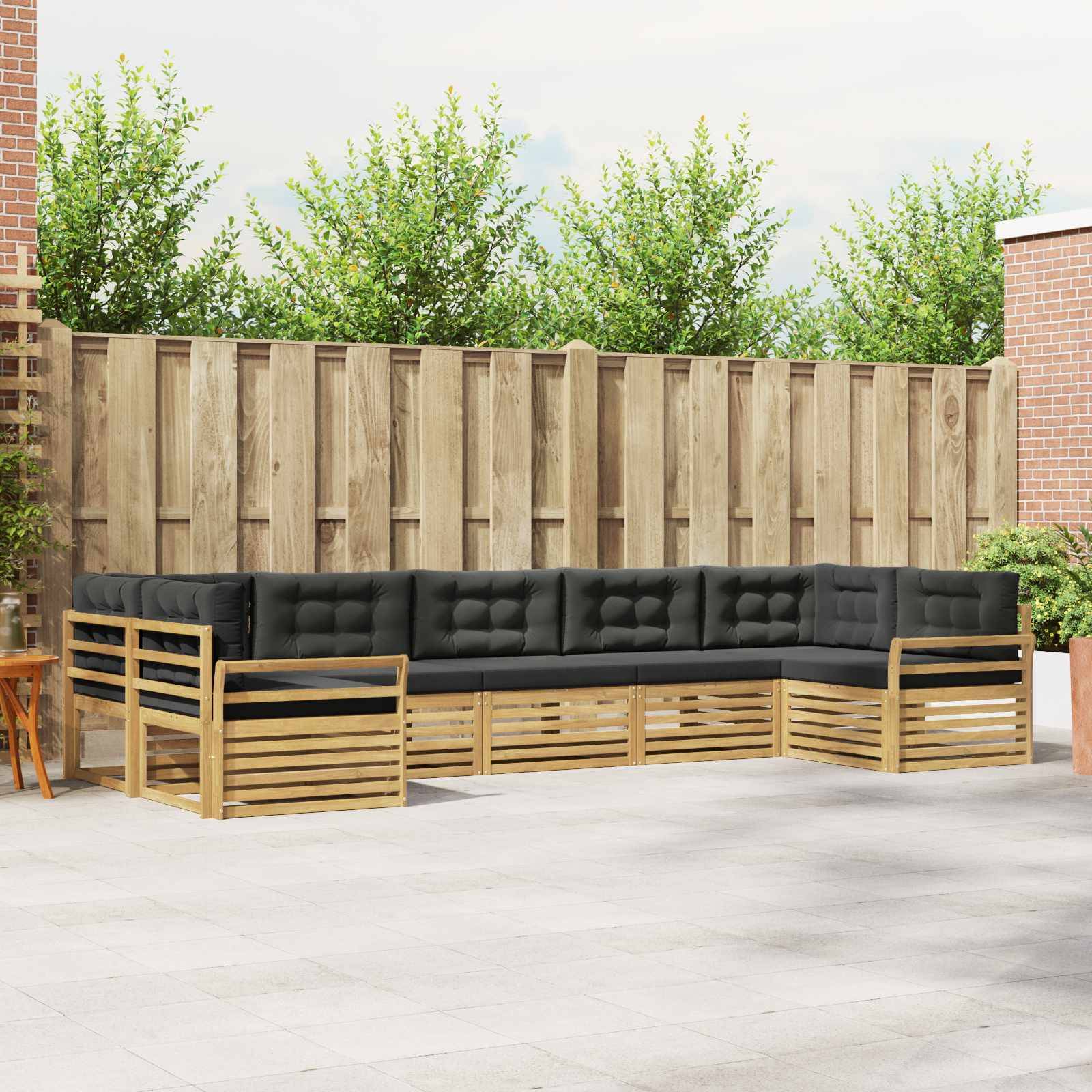 vidaXL Outdoor-Sofagarnitur 7 pcs Weiß und Anthrazit Massivholz Akazie