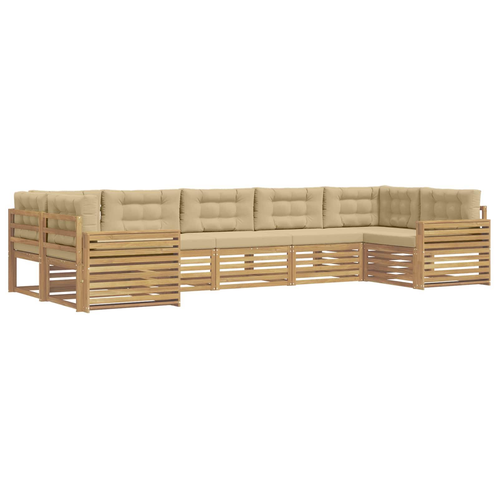 vidaXL Outdoor-Sofagarnitur 7 pcs Weiß und Beige Massivholz Akazie