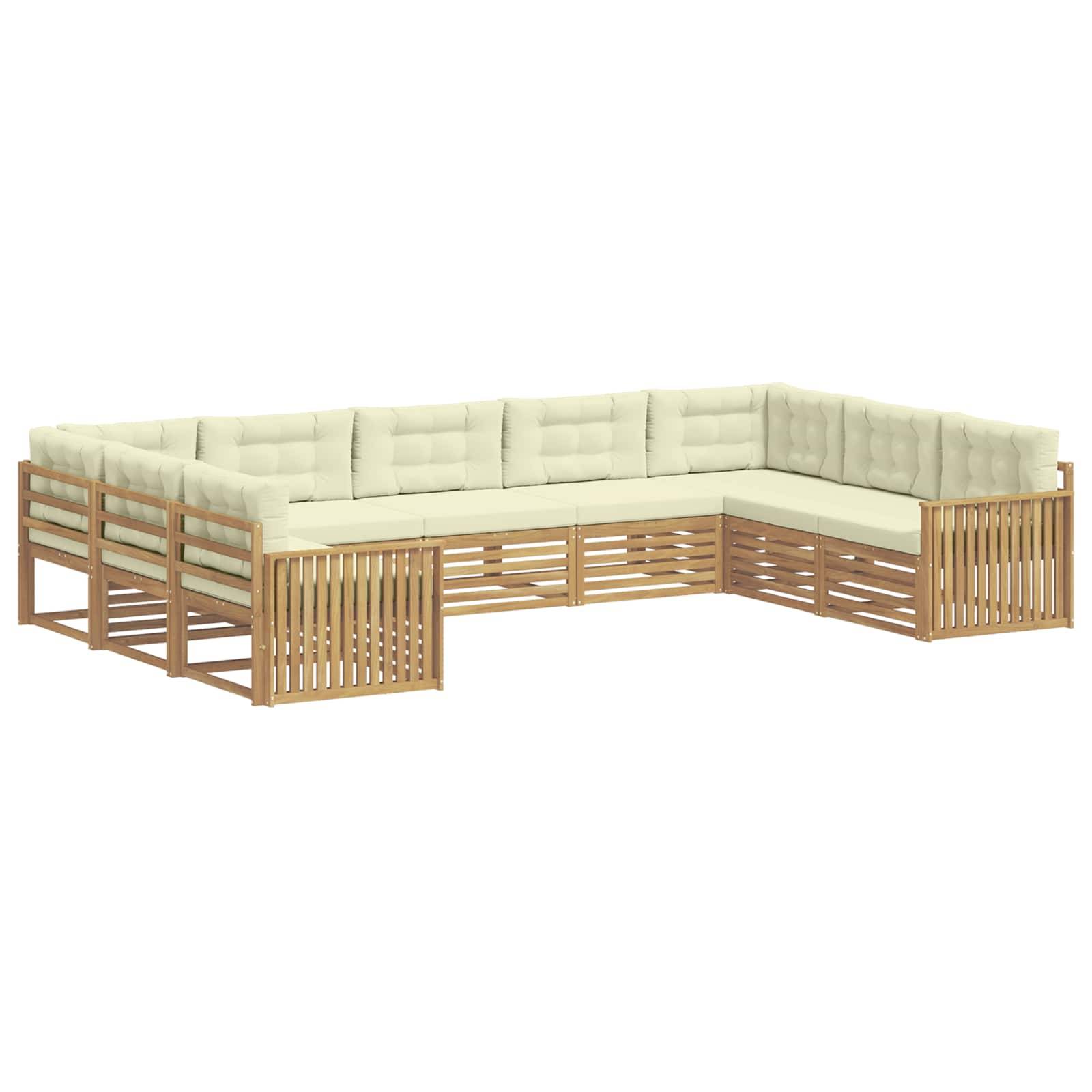 vidaXL Outdoor-Sofagarnitur 9 pcs Weiß und Creme Massivholz Akazie