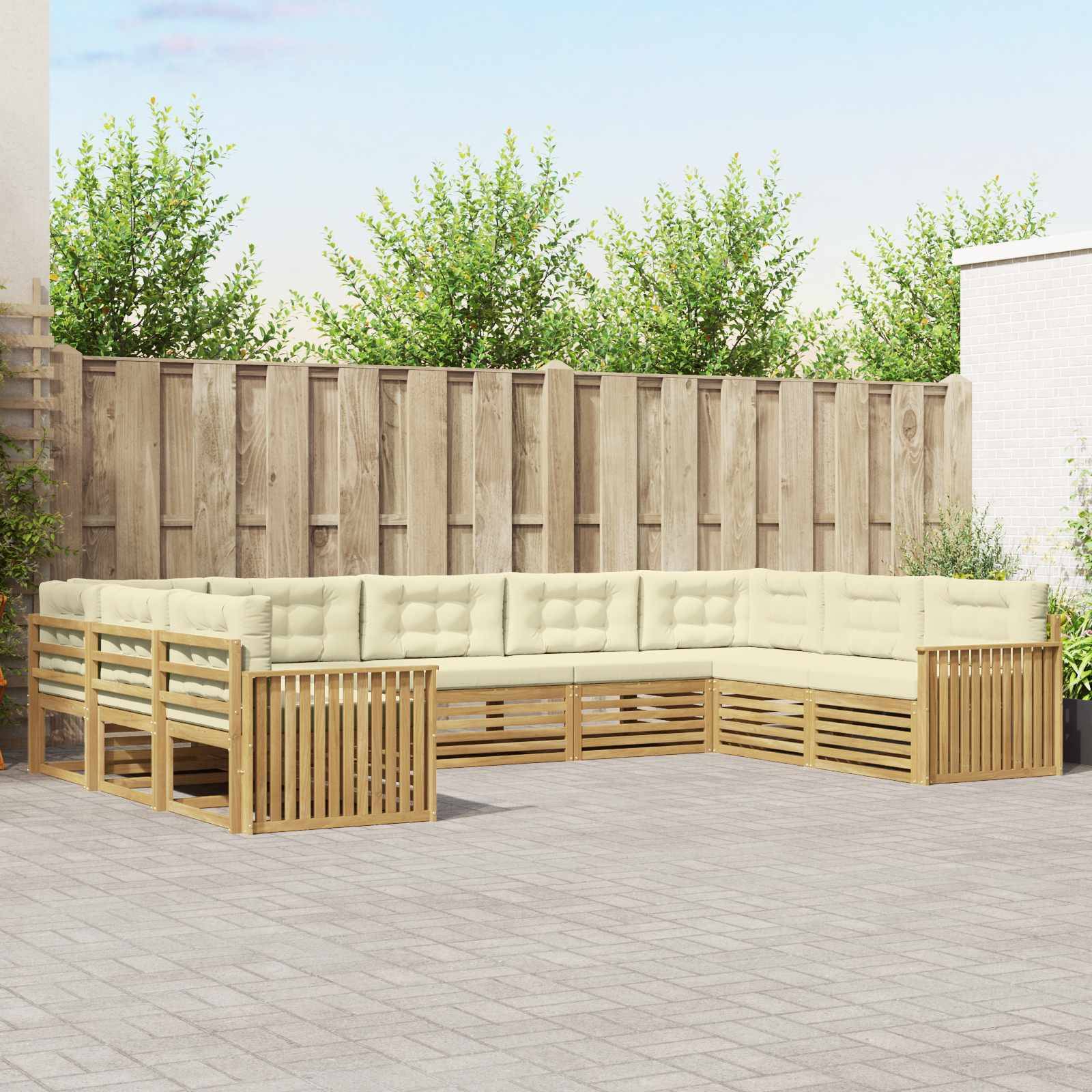 vidaXL Outdoor-Sofagarnitur 9 pcs Weiß und Creme Massivholz Akazie