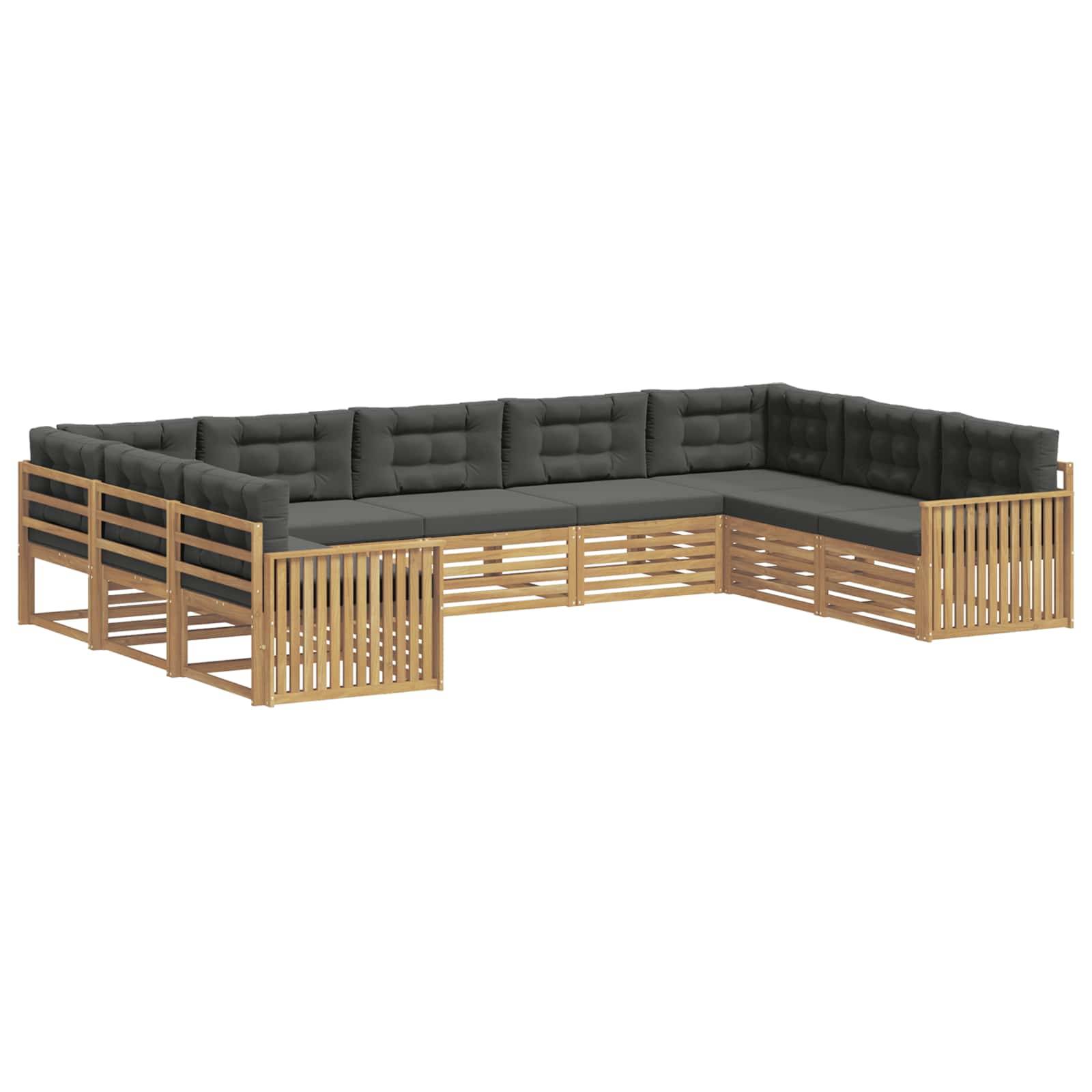 vidaXL Outdoor-Sofagarnitur 9 pcs Weiß und Anthrazit Massivholz Akazie