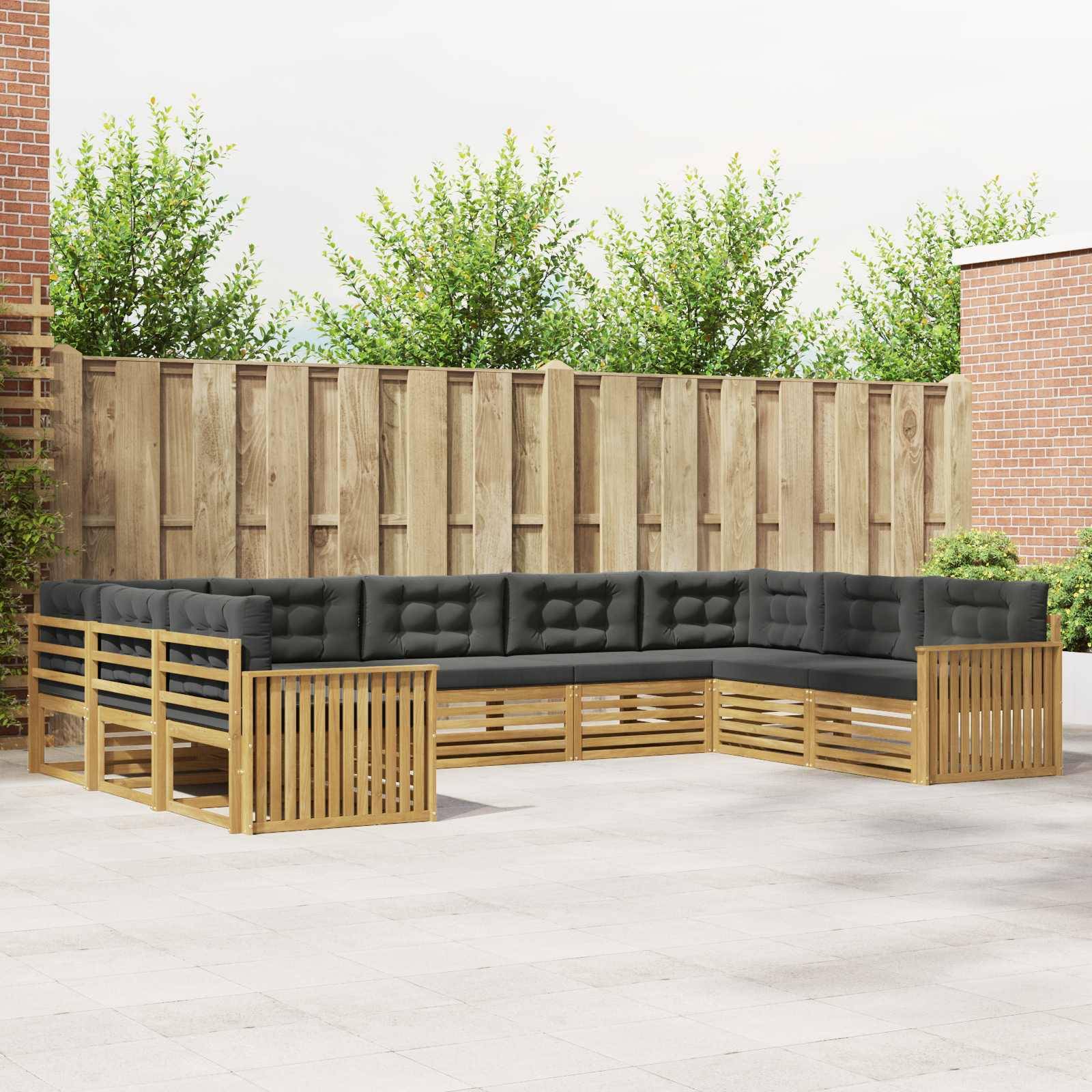 vidaXL Outdoor-Sofagarnitur 9 pcs Weiß und Anthrazit Massivholz Akazie